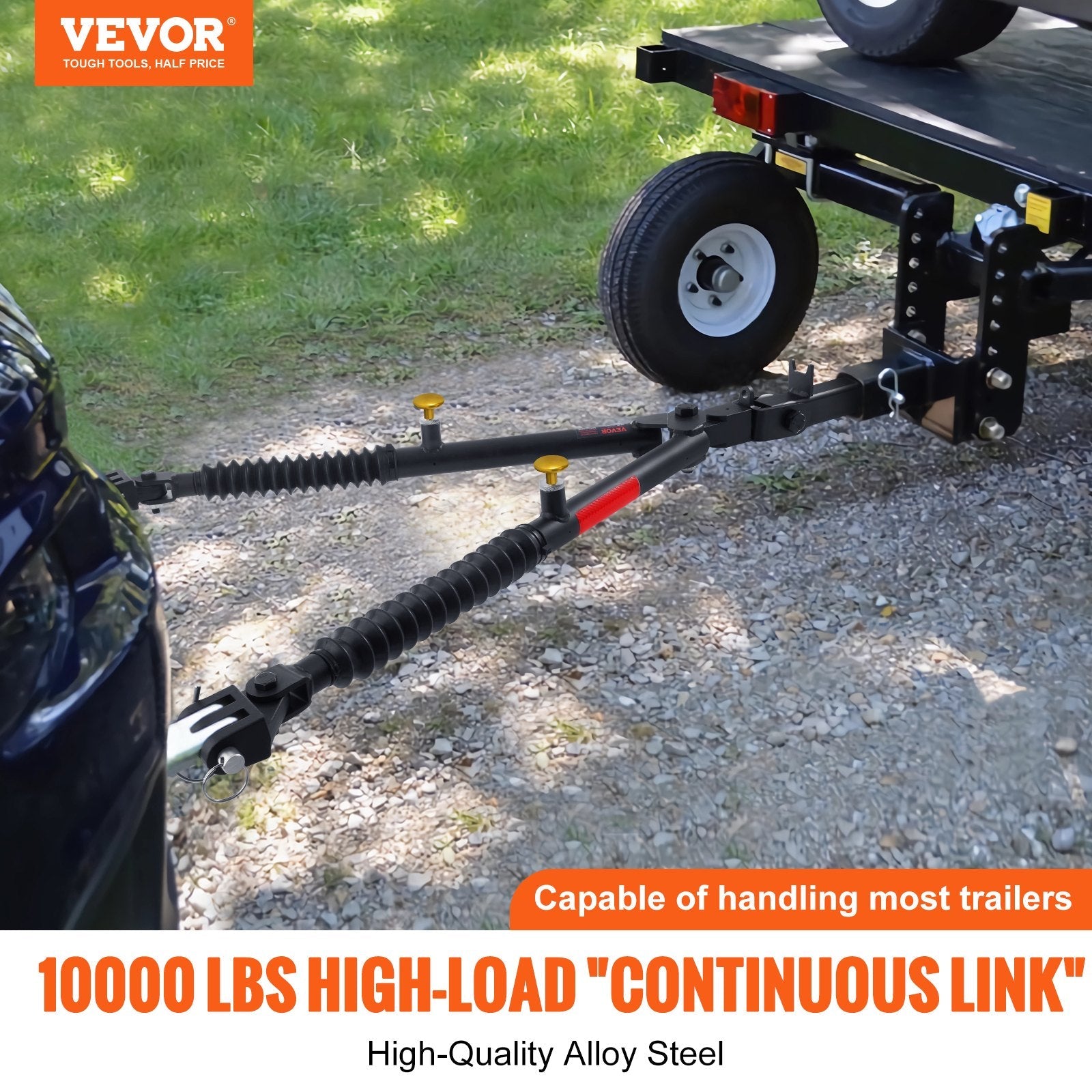 VEVOR Tow Bar Bumper Mount Tow Bar 10000 lbs Fits 2-inch Connector with Ropes 