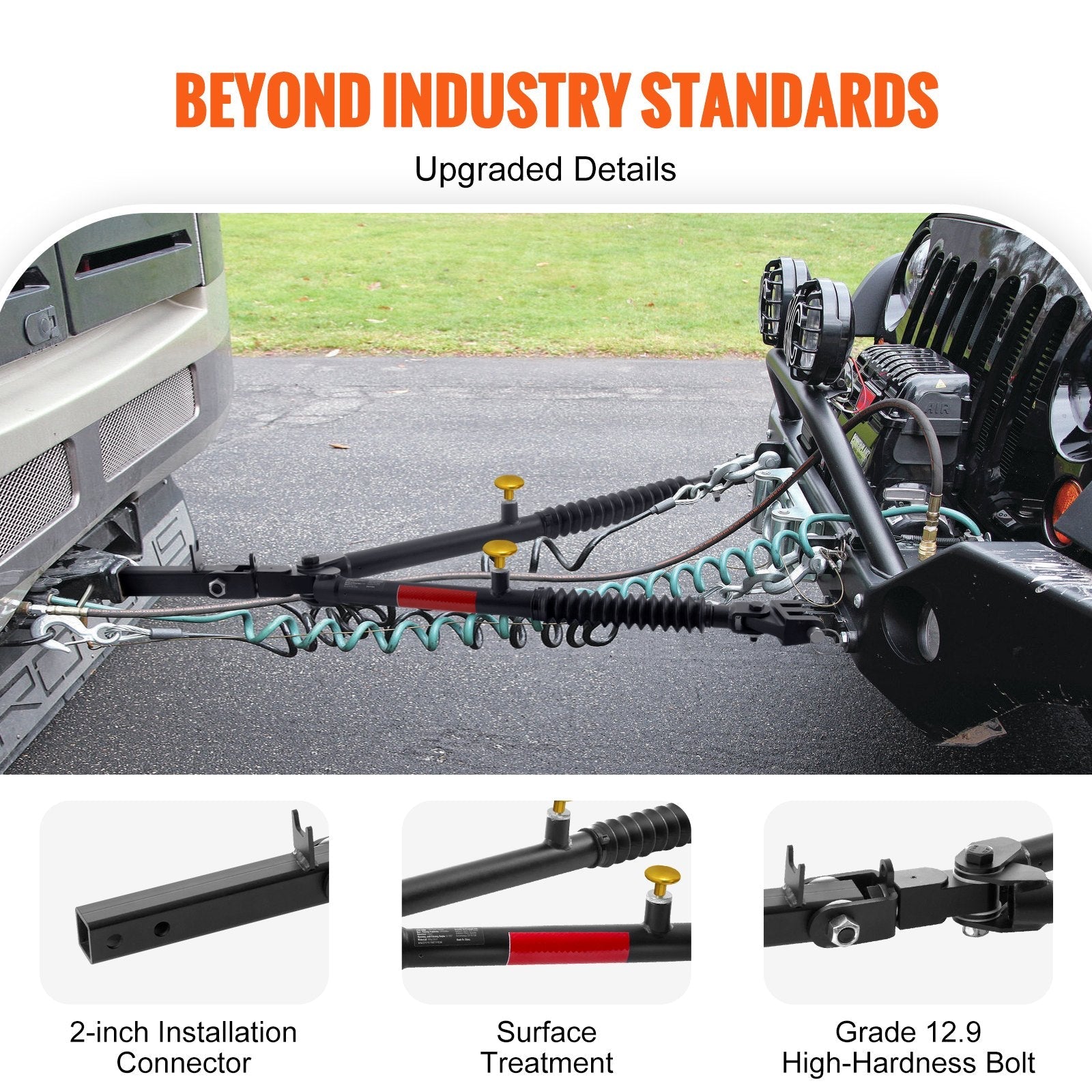VEVOR Tow Bar Bumper Mount Tow Bar 10000 lbs Fits 2-inch Connector with Ropes 