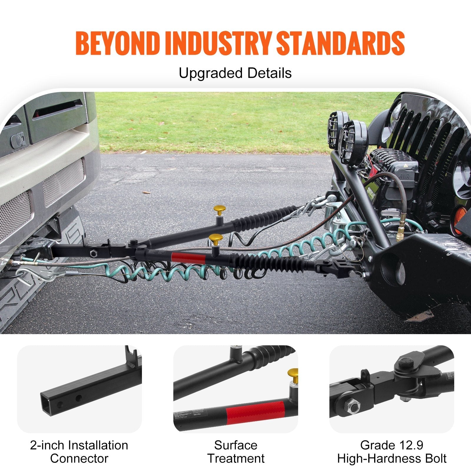 VEVOR Tow Bar Bumper Mount Tow Bar 7500 lbs Fits 2-inch Connector with Ropes 