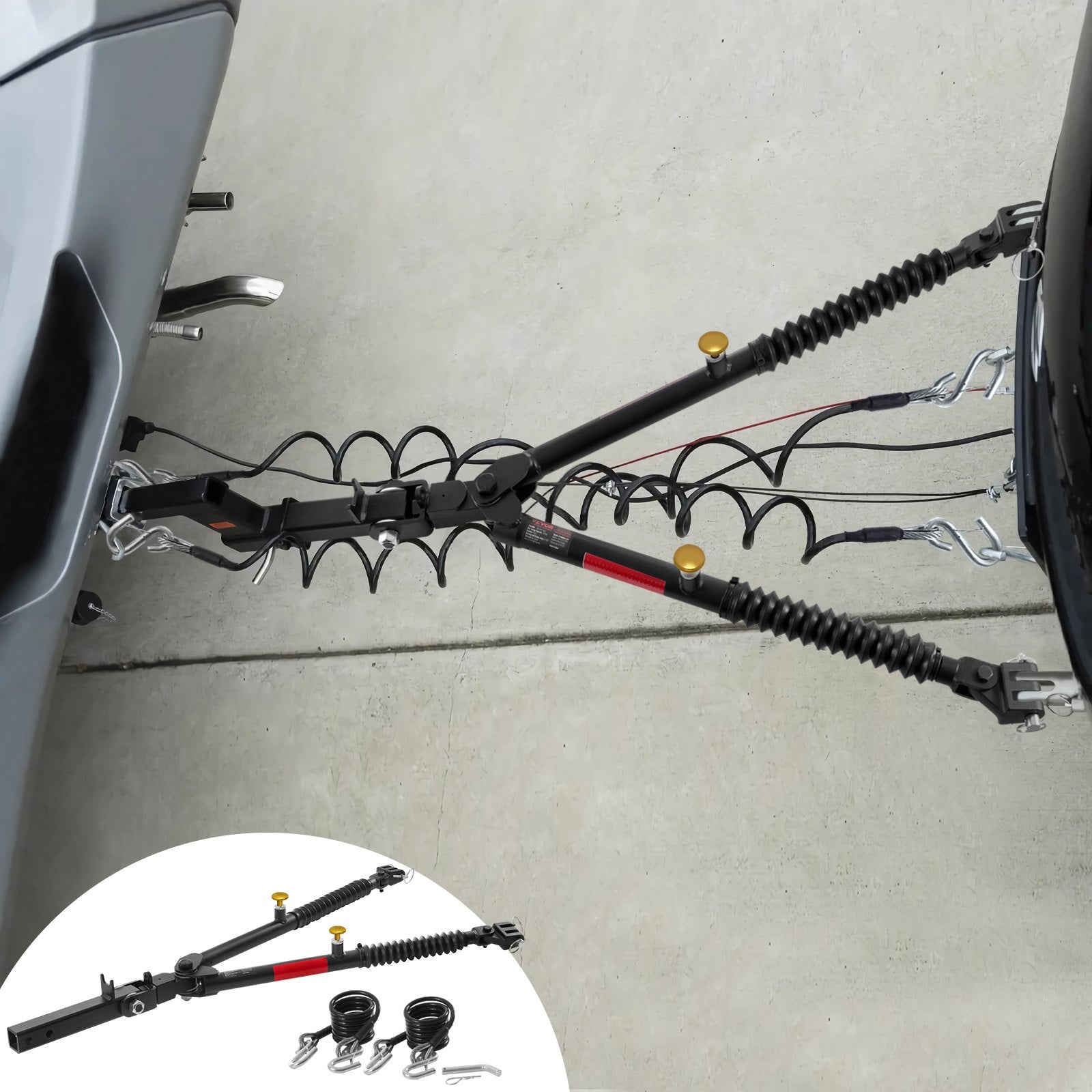 VEVOR Tow Bar Bumper Mount Tow Bar 7500 lbs Fits 2-inch Connector with Ropes 