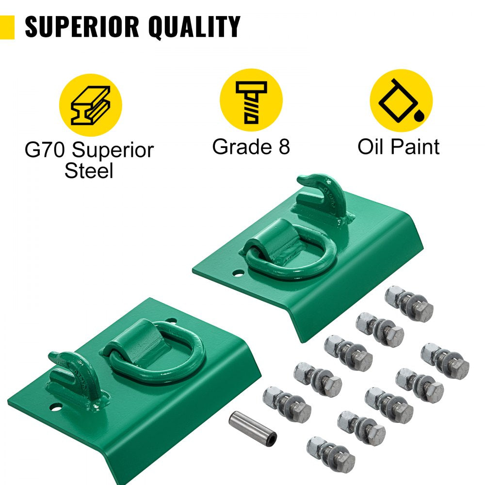 VEVOR Tractor Bolt on Hooks, 1/4\" Bolt on Grab Hooks, 4700LBS G70 Forged Bolt on Hooks for Tractor Bucket with 1/2\" Shackles, Work Well for Tractor Bucket, RV, UTV, Truck Hardware Included 