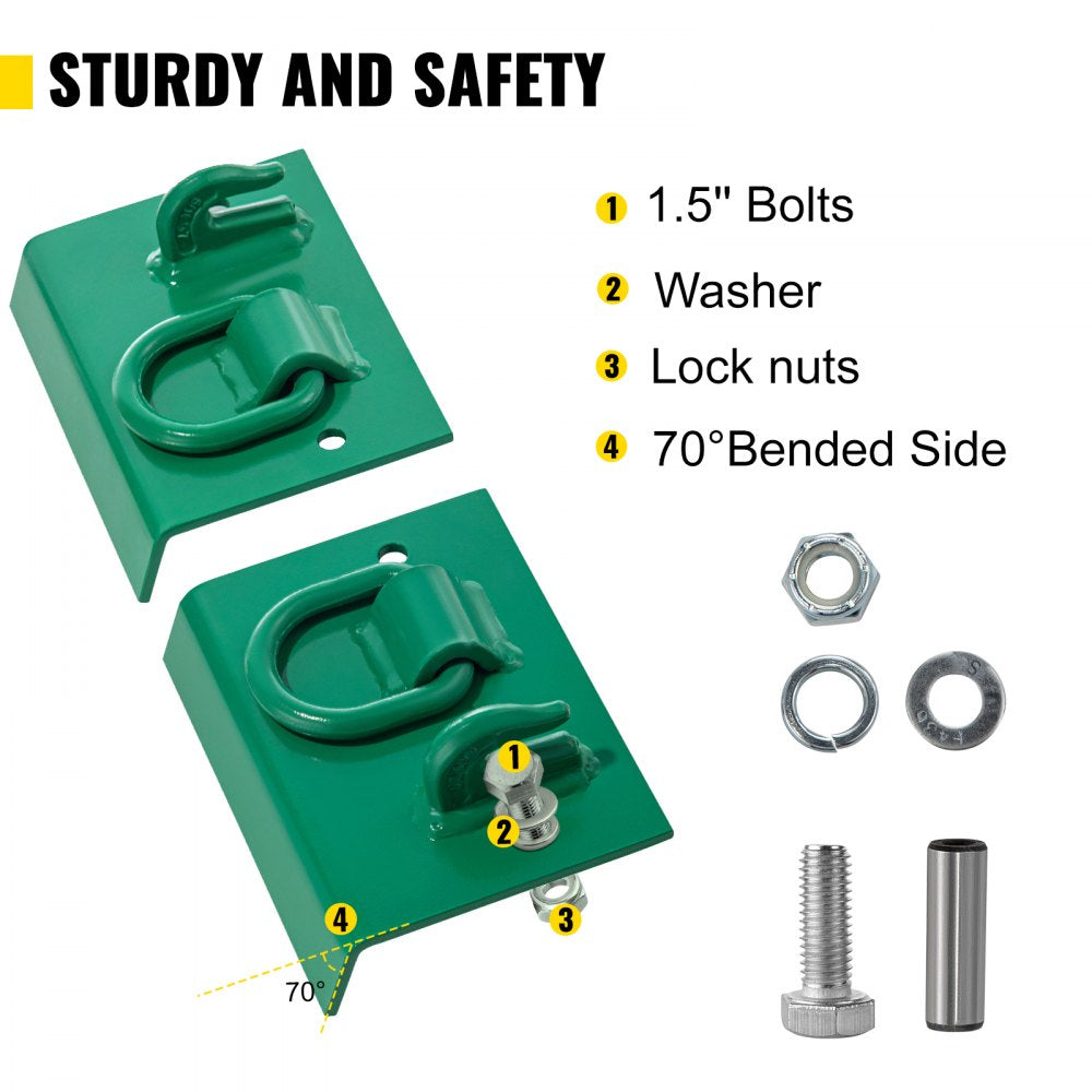 VEVOR Tractor Bolt on Hooks, 1/4\" Bolt on Grab Hooks, 4700LBS G70 Forged Bolt on Hooks for Tractor Bucket with 1/2\" Shackles, Work Well for Tractor Bucket, RV, UTV, Truck Hardware Included 