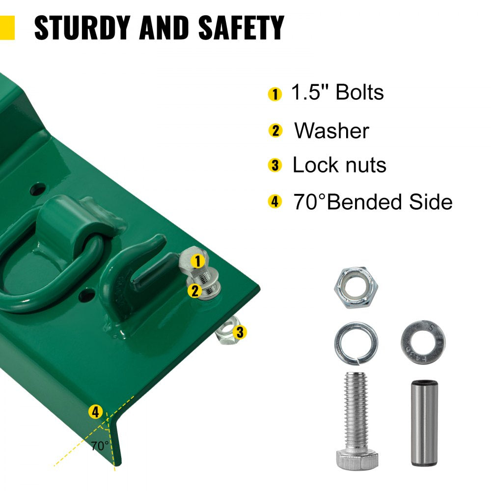VEVOR Tractor Bolt on Hooks, 1/4" Compact Bolt on Grab Hooks, Max 4700LBS G70 Forged Bolt on Hooks for Tractor Bucket w/ 1/2" Shackles, Work Well for Tractor Bucket, RV, UTV, Truck Hardware Include 