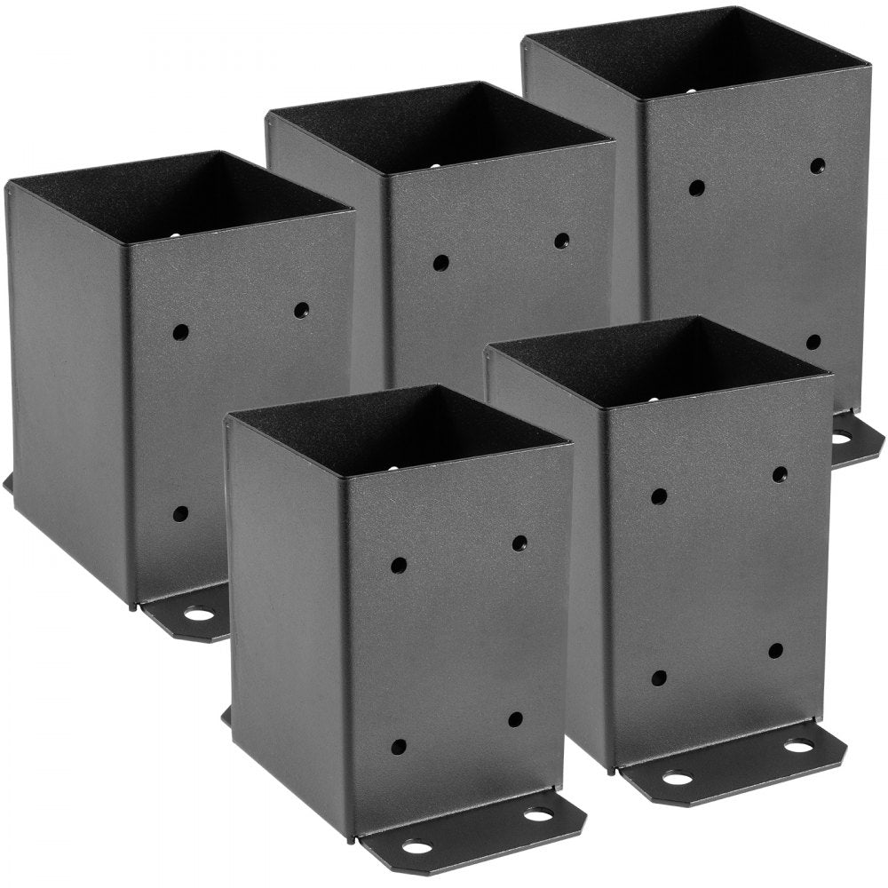 4 x 4 Post Base, Post Anchor 5 PCs Black Powder-Coated Bracket for Deck Supports 