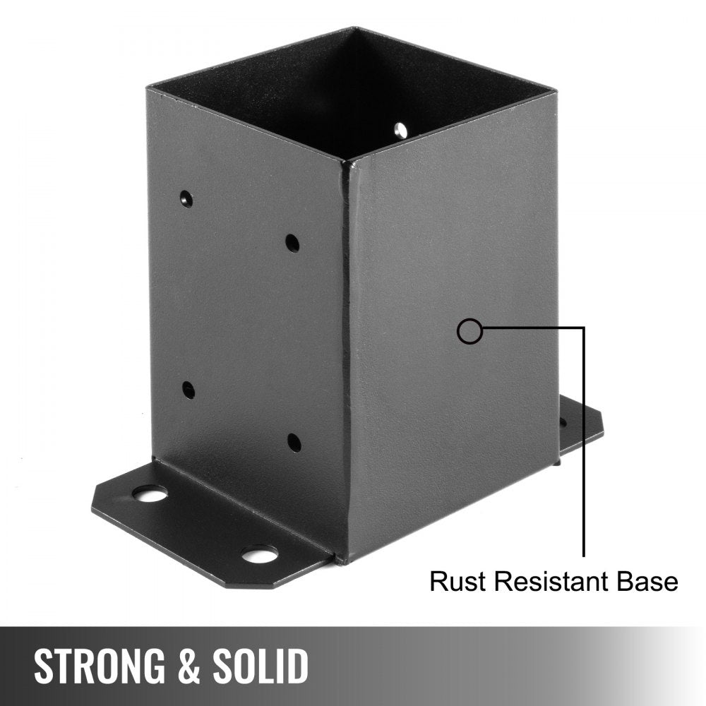 4 x 4 Post Base, Post Anchor 5 PCs Black Powder-Coated Bracket for Deck Supports 