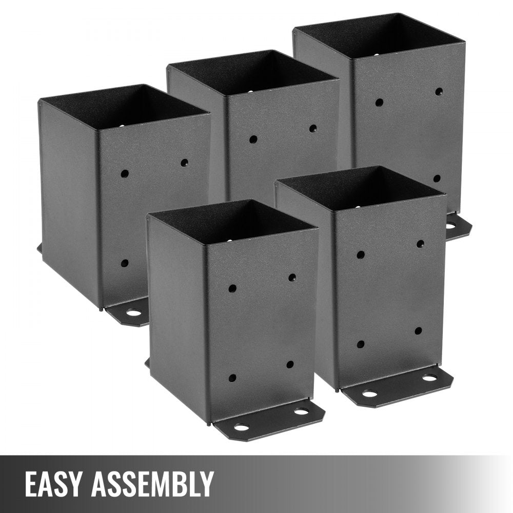 4 x 4 Post Base, Post Anchor 5 PCs Black Powder-Coated Bracket for Deck Supports 