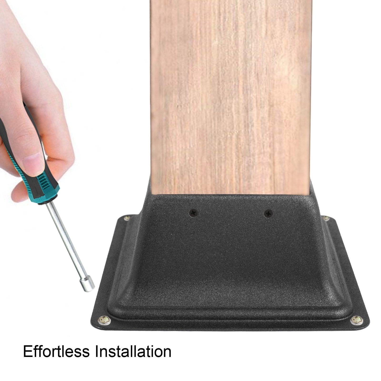 VEVOR Deck Post Base 10 PCS Post Base Skirt 4 x 4 Inch Post Support Flange 2.5 LBS Deck Post Skirt Black Powder-Coated Decking Post Base with Thick Steel for Deck Supports Porch Railing Post Holders 