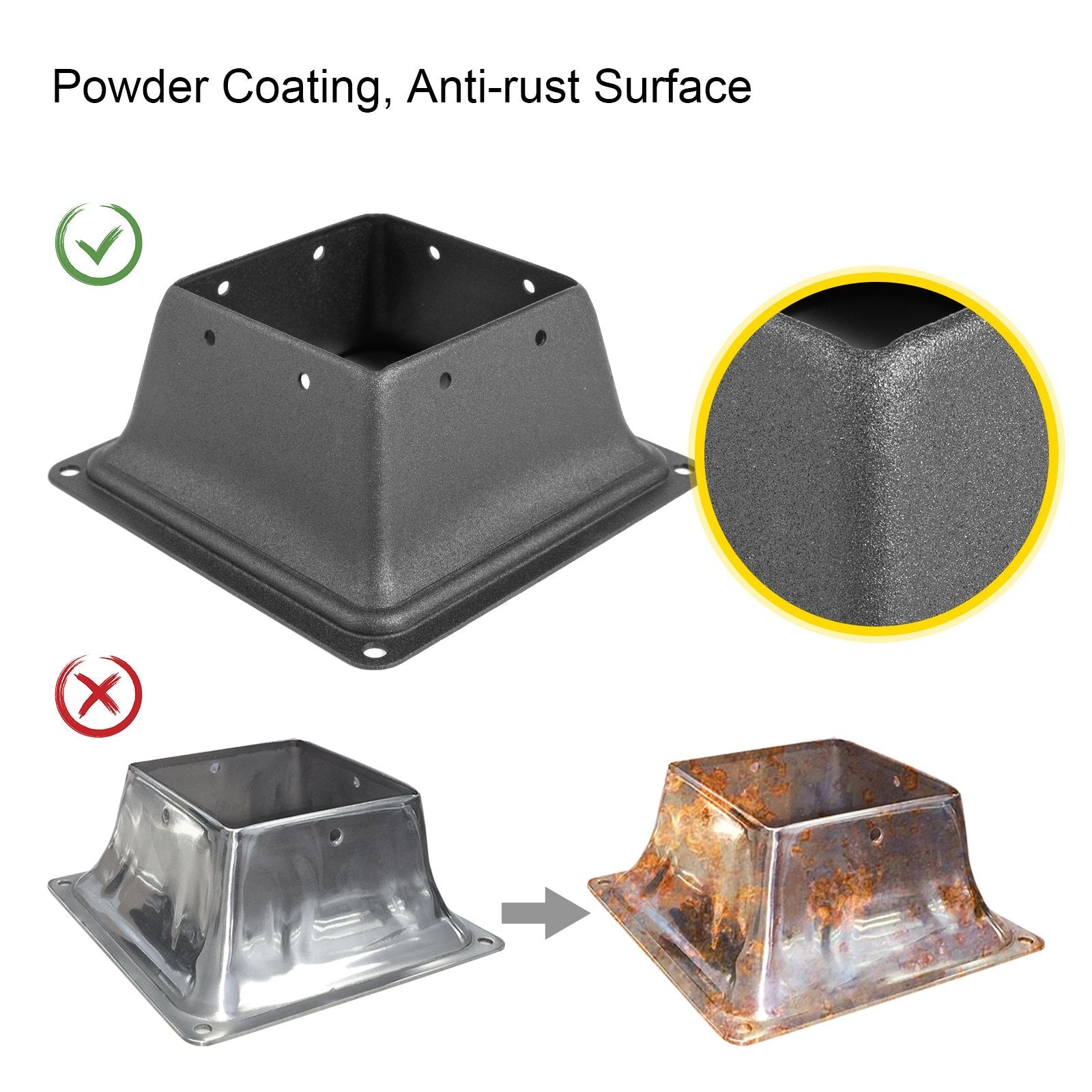 VEVOR Deck Post Base 10 PCS Post Base Skirt 4 x 4 Inch Post Support Flange 2.5 LBS Deck Post Skirt Black Powder-Coated Decking Post Base with Thick Steel for Deck Supports Porch Railing Post Holders 
