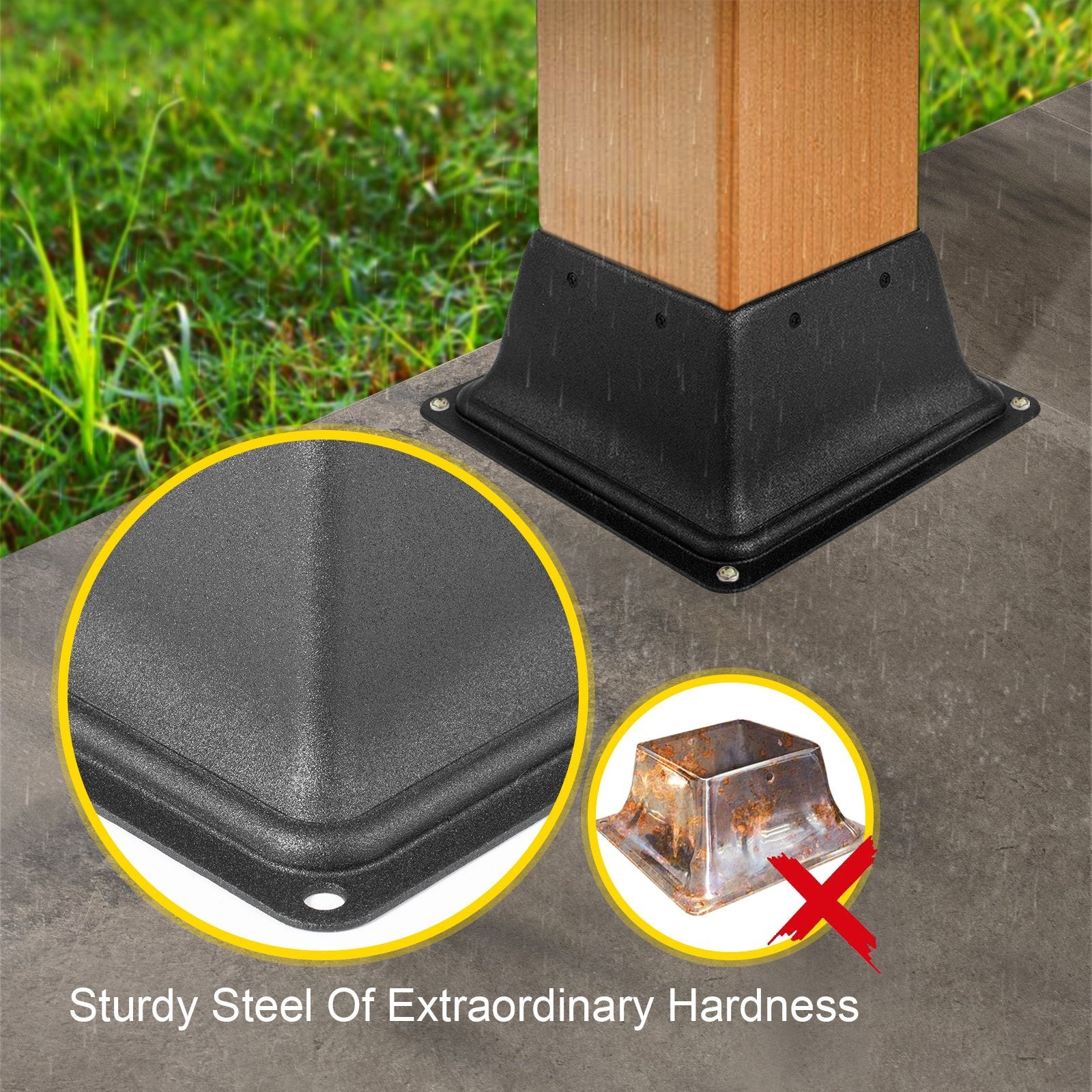 VEVOR 4 x 4 Deck Post Base 20 PCS Skirt  Post Support Flange 2.5 LBS Black Powder-Coated Decking Post Base with Thick Steel for Deck Supports Porch Railing Post Holders 