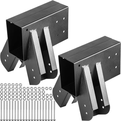 VEVOR Swing Set Bracket 9.84" Swing Bracket A-Frame Construction Swing Set Hardware Iron Material with Black Powder Coated DIY Swing Set End Bracket Swing Set Kit for 2(4x4") Legs & 1(4x6") beam-2PCS 
