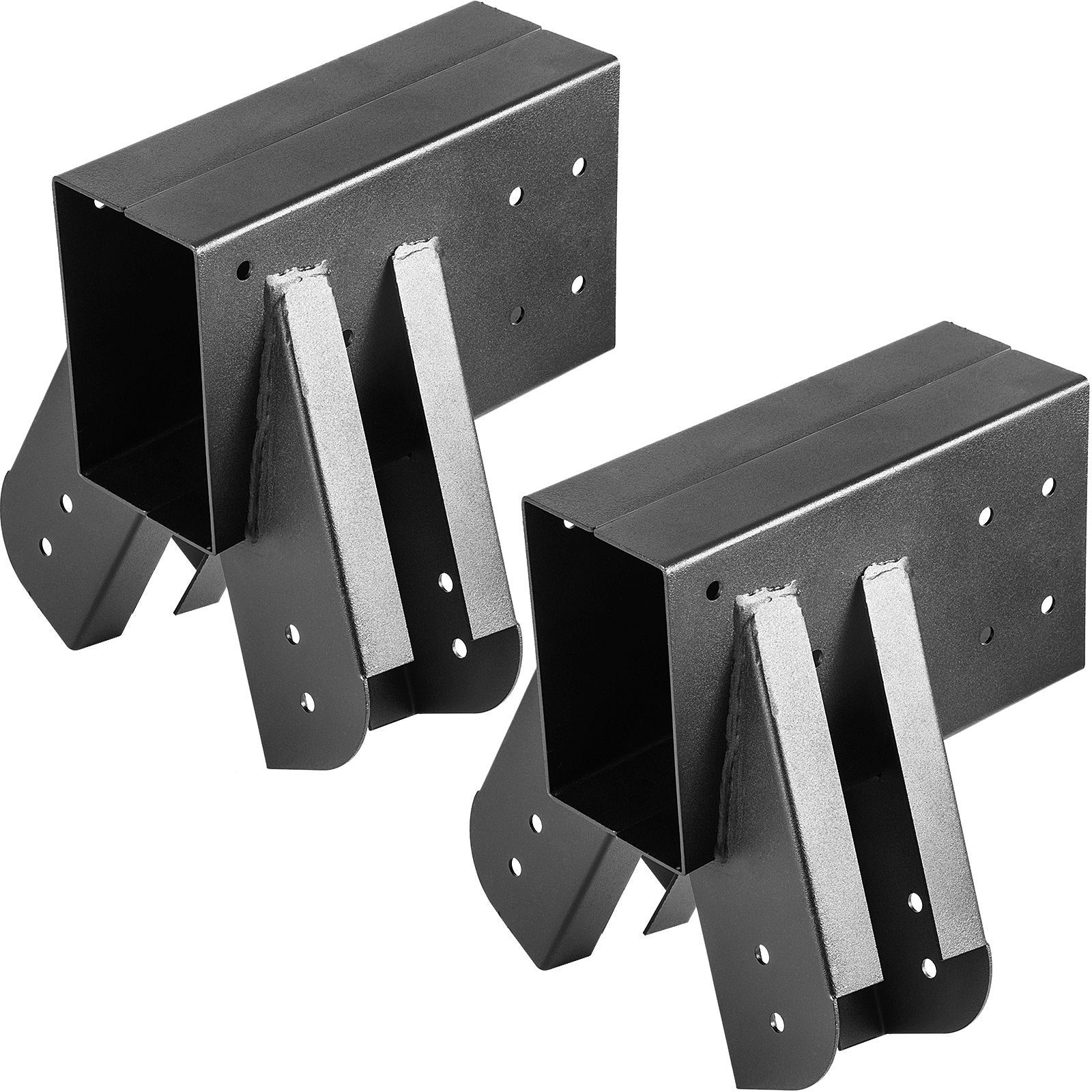 VEVOR Swing Set Bracket 9.84" Swing Bracket A-Frame Construction Swing Set Hardware Iron Material with Black Powder Coated DIY Swing Set End Bracket Swing Set Kit for 2(4x4") Legs & 1(4x6") beam-2PCS 