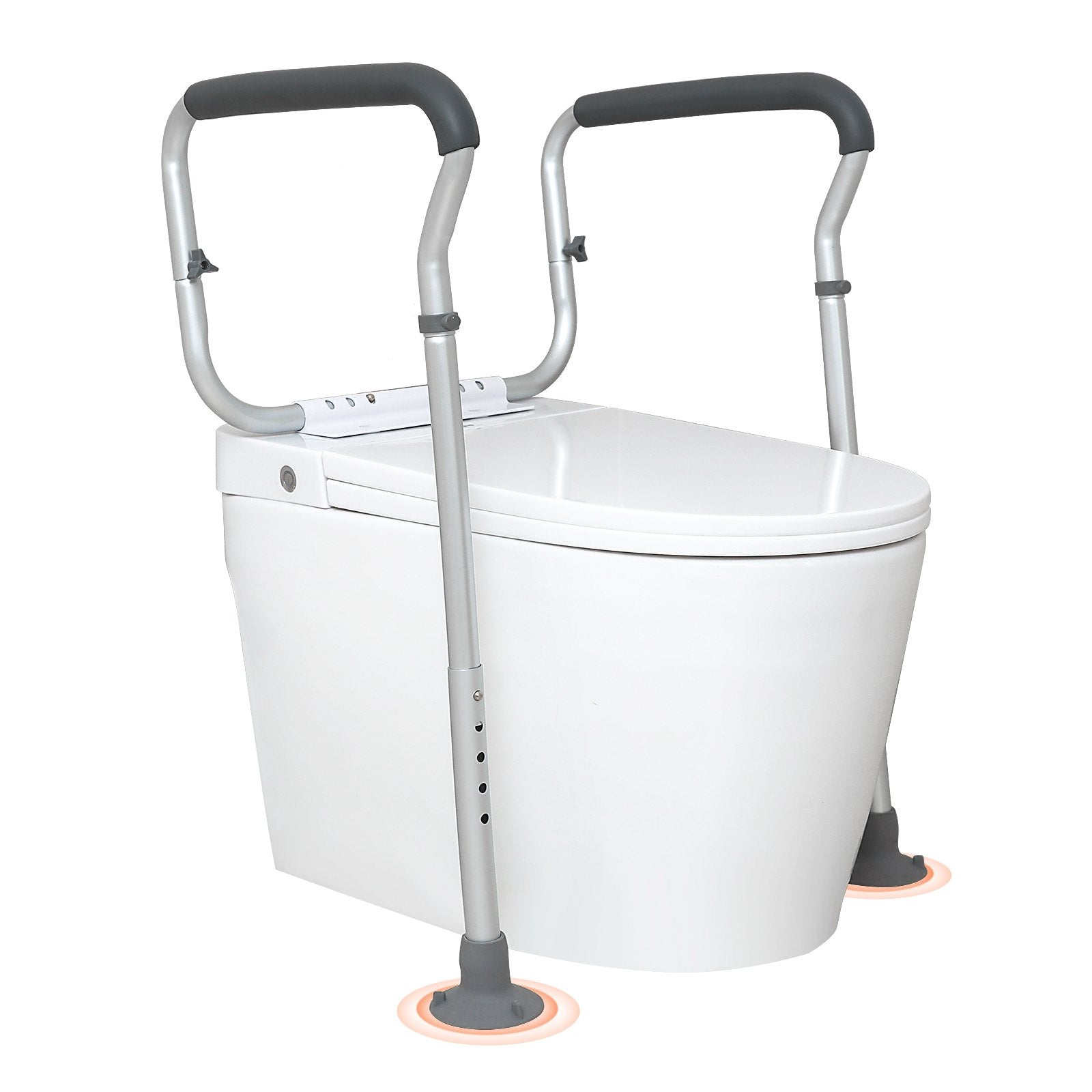 VEVOR Toilet Safety Rail, Bathroom Toilet Seat Frame, Adjustable Width & Height Fit Most Toilets, Supports 300lbs, Toilet Handles Grab Bars with Padded Armrests for Handicap, Disabled, Seniors 