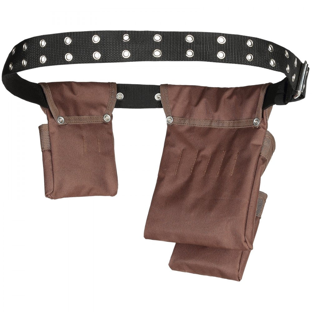 VEVOR Tool Belt, 13 Pockets, Adjusts from 29 Inches to 54 Inches, Polyester Heavy Duty Tool Pouch Bag, Detachable Tool Bag for Electrician, Carpenter, Handyman, Woodworker, Construction, Framer, Brown 