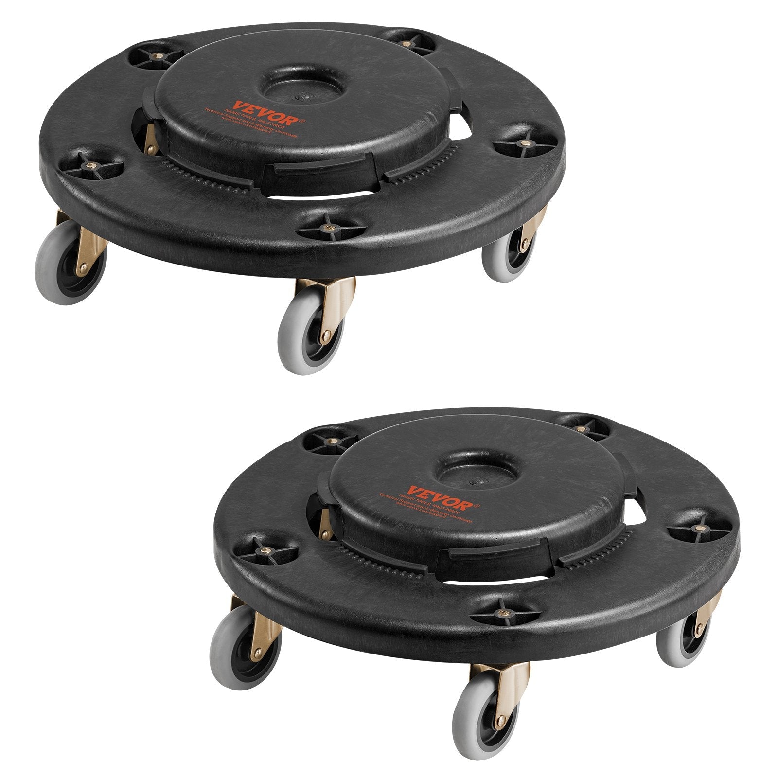 VEVOR 2 Packs Round Trash Can Dolly Fit 20, 32, 44, 55 Gal Garbage Container 