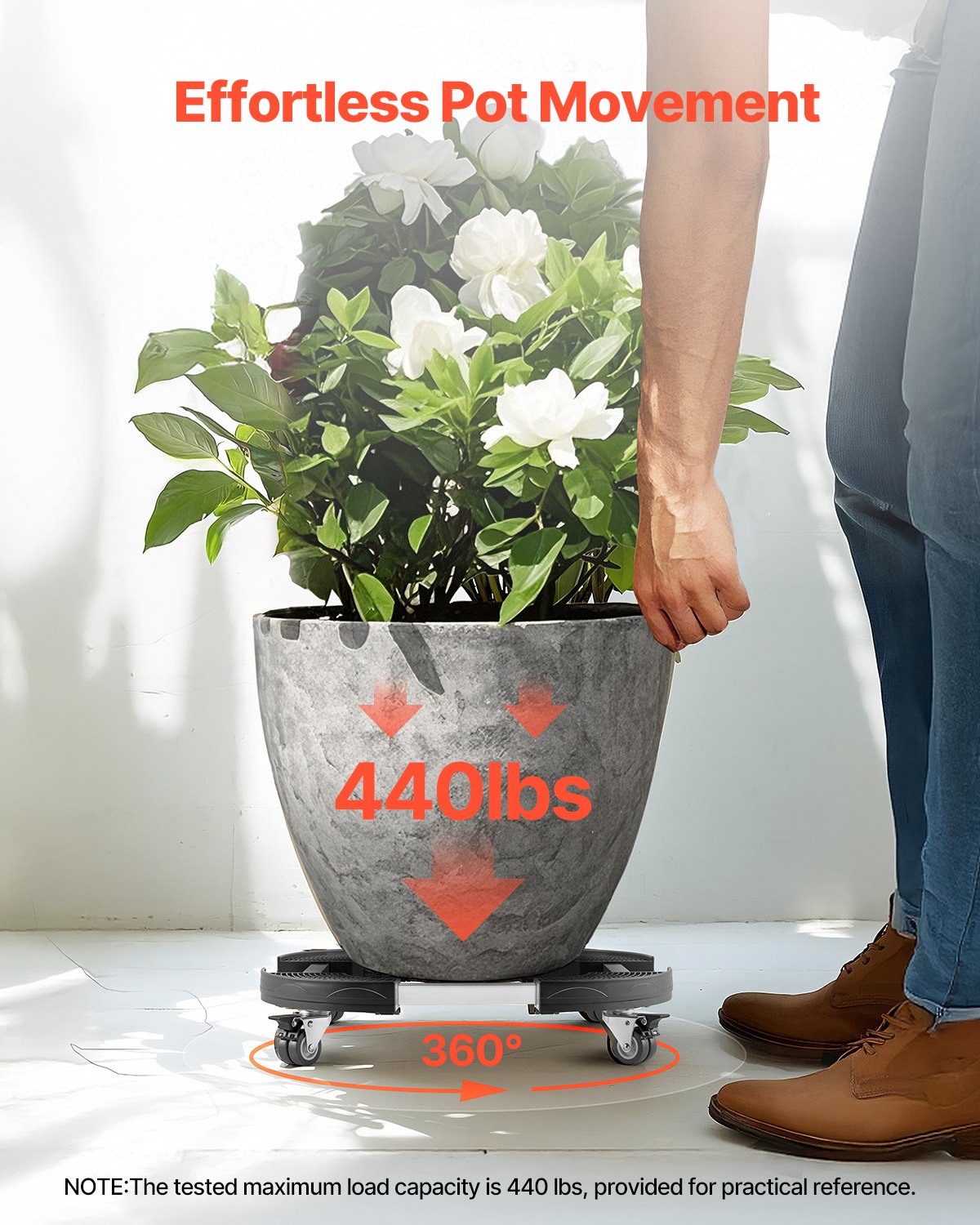 VEVOR Trash Can Dolly with Wheels 15-22.8 in Adjustable Round Furniture Dolly 