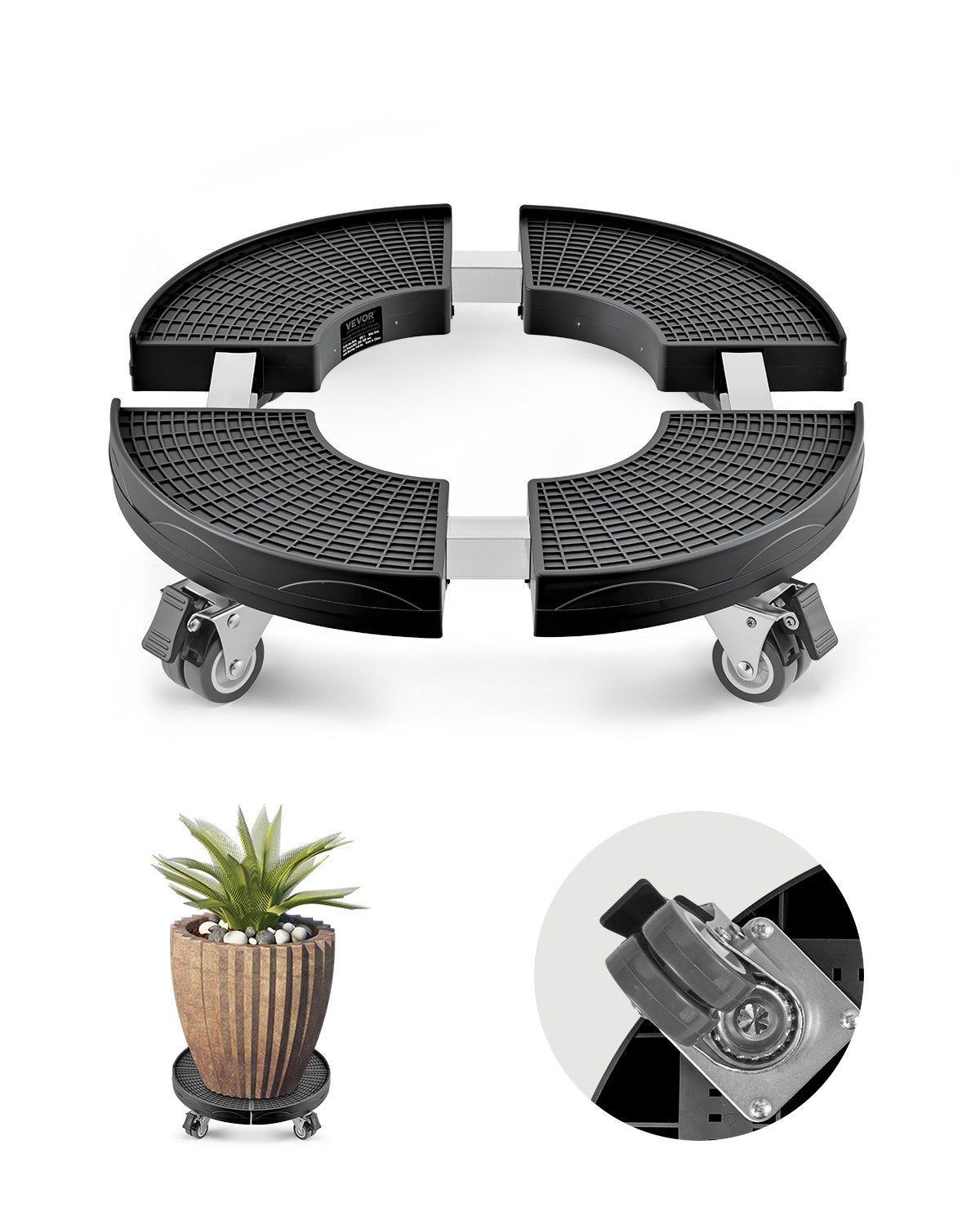 VEVOR Trash Can Dolly with Wheels 15-22.8 in Adjustable Round Furniture Dolly 