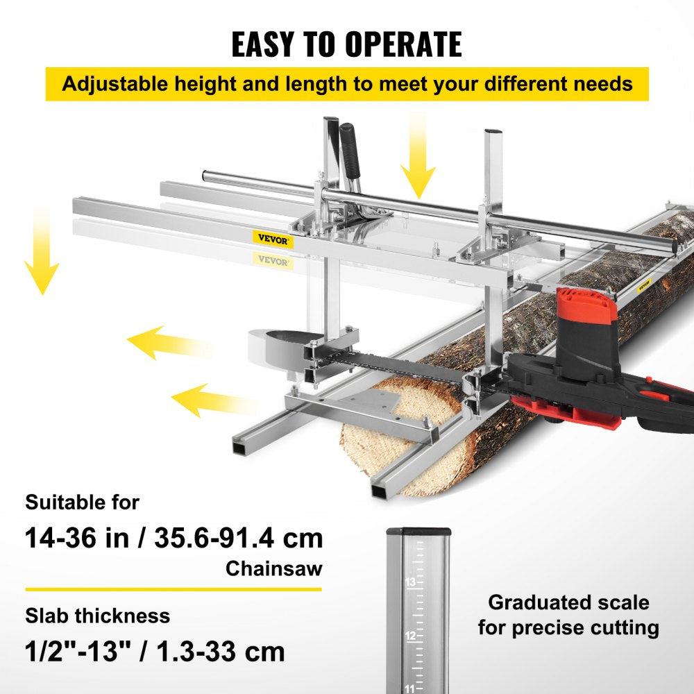 Chainsaw mill 36" Inch Planking Milling Bar 14" to 36" w/ Rail Guide Ladder Sets 