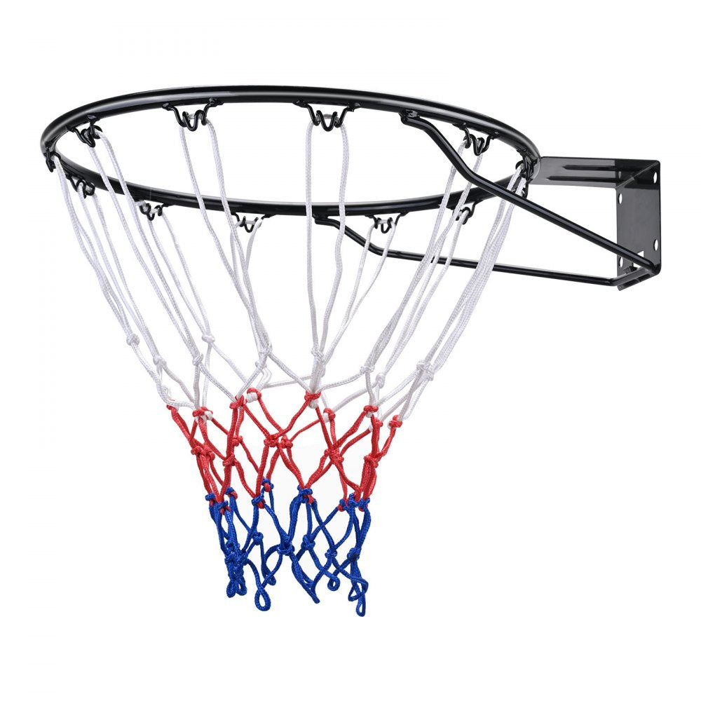 VEVOR Basketball Rim, Wall Door Mounted Basketball Hoop, Heavy Duty Q235 Basketball Flex Rim Goal Replacement with Net and Double Spring, Standard 18" Indoor Outdoor Hanging Hoop for Kids Adults 