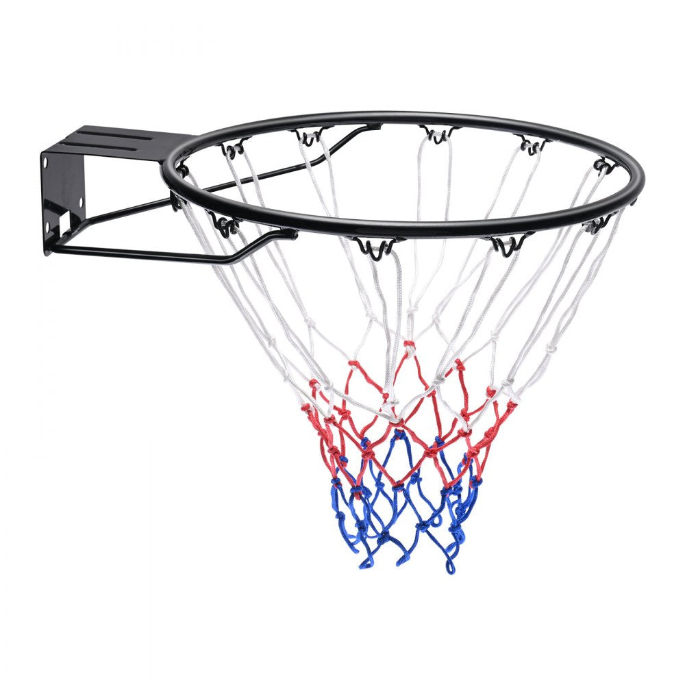 VEVOR Basketball Rim, Wall Door Mounted Basketball Hoop, Heavy Duty Q235 Basketball Flex Rim Goal Replacement with Net and Double Spring, Standard 18" Indoor Outdoor Hanging Hoop for Kids Adults 