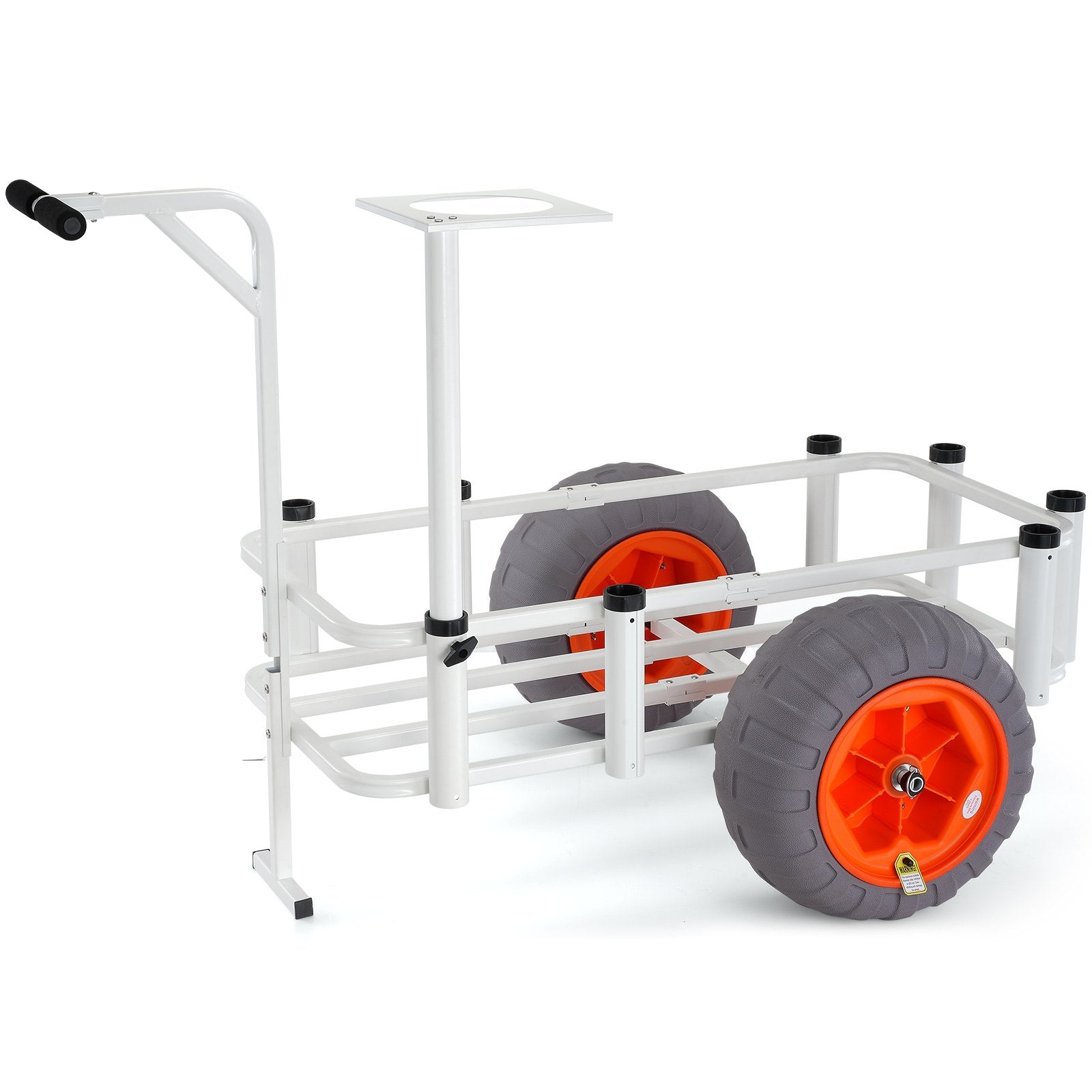 VEVOR Beach Fishing Cart, 350 lbs Load Capacity, Fish and Marine Cart with Two 16" Big Wheels PU Balloon Tires for Sand, Heavy-Duty Aluminum Pier Wagon Trolley with 8 Rod Holders for Fishing, Picnic 