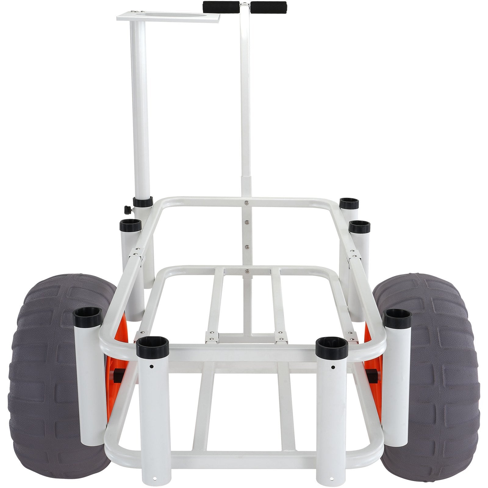 VEVOR Beach Fishing Cart, 350 lbs Load Capacity, Fish and Marine Cart with Two 16" Big Wheels PU Balloon Tires for Sand, Heavy-Duty Aluminum Pier Wagon Trolley with 8 Rod Holders for Fishing, Picnic 