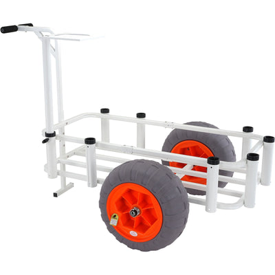 VEVOR Beach Fishing Cart, 350 lbs Load Capacity, Fish and Marine Cart with Two 16" Big Wheels PU Balloon Tires for Sand, Heavy-Duty Aluminum Pier Wagon Trolley with 8 Rod Holders for Fishing, Picnic 