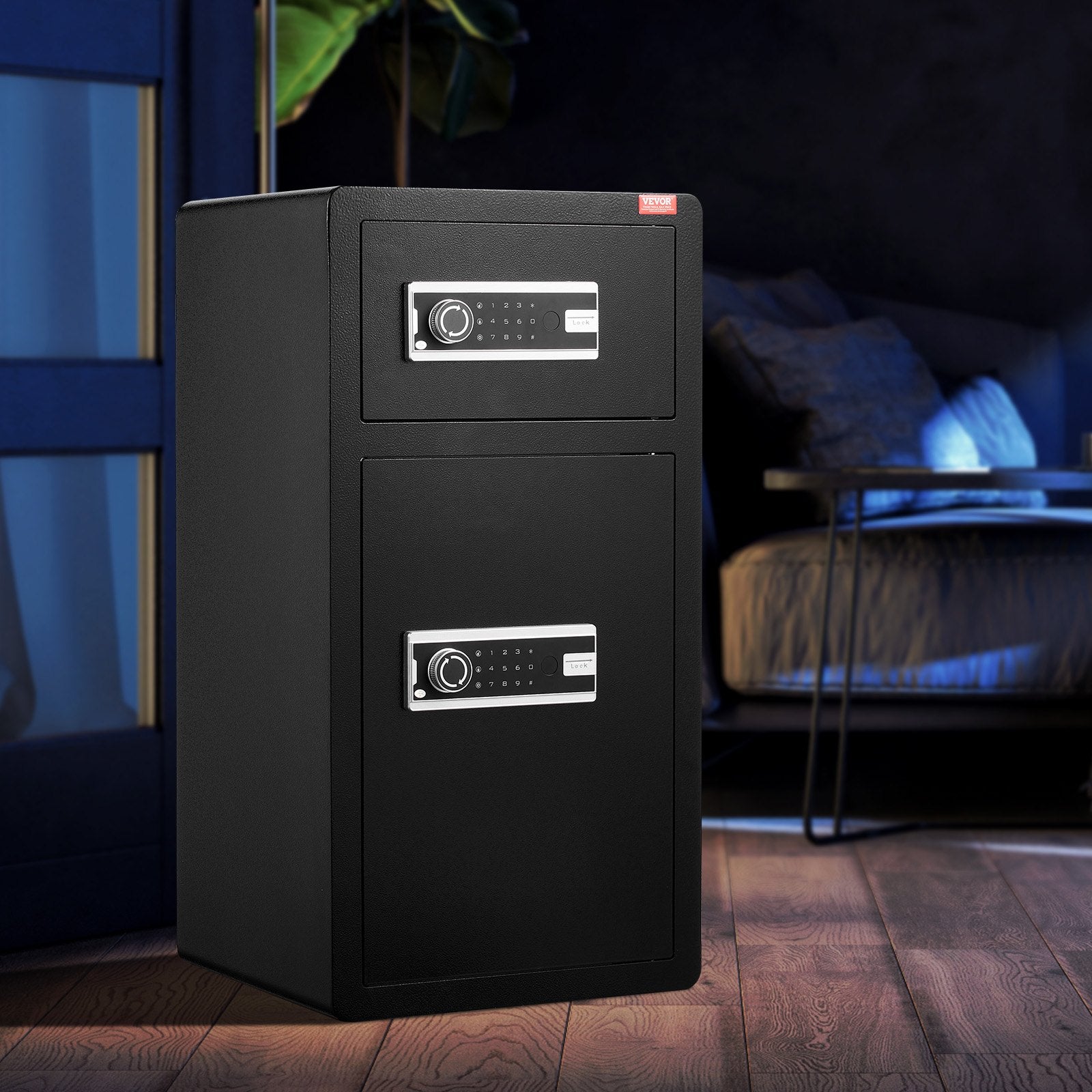 VEVOR Double Door 5.5 cu.ft Safe Box with Key Lock Password Cabinet Black 