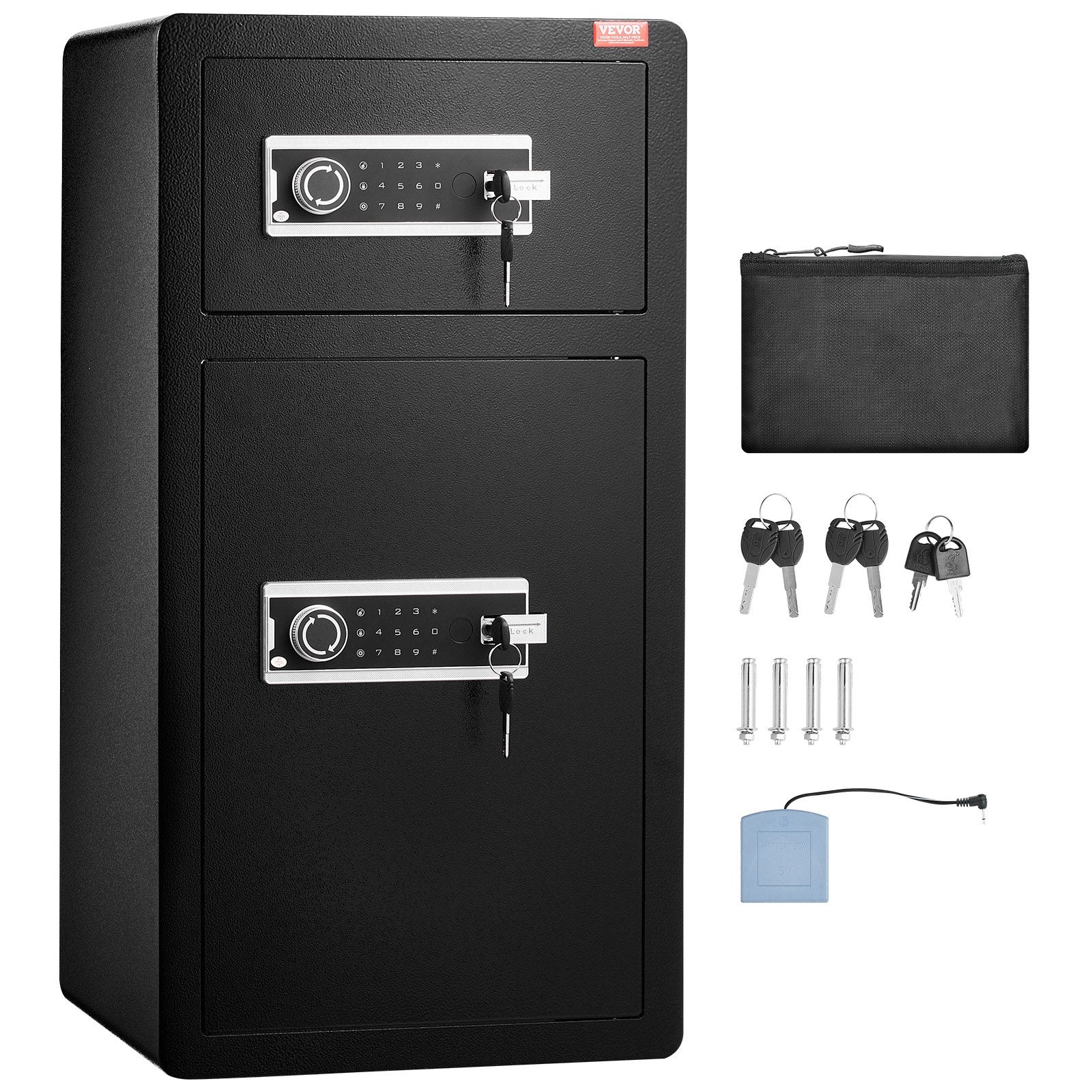 VEVOR Double Door 5.5 cu.ft Safe Box with Key Lock Password Cabinet Black 