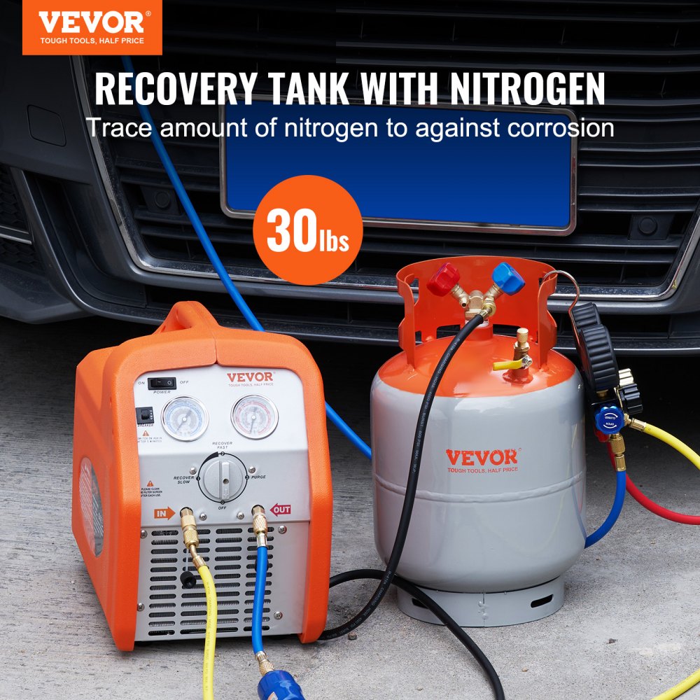 VEVOR Refrigerant Recovery Reclaim 30lb Cylinder Tank 400 PSI Liquid Rated Y Valve 