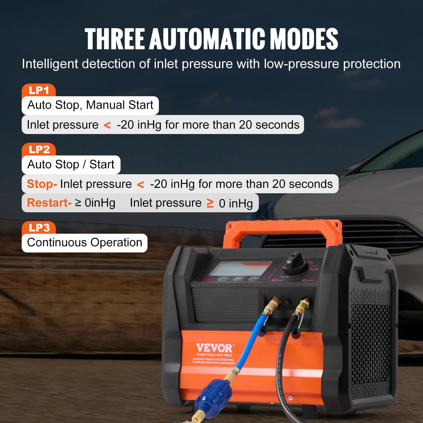 VEVOR Refrigerant Recovery Machine 1 HP Dual Cylinder Brushless Portable AC 