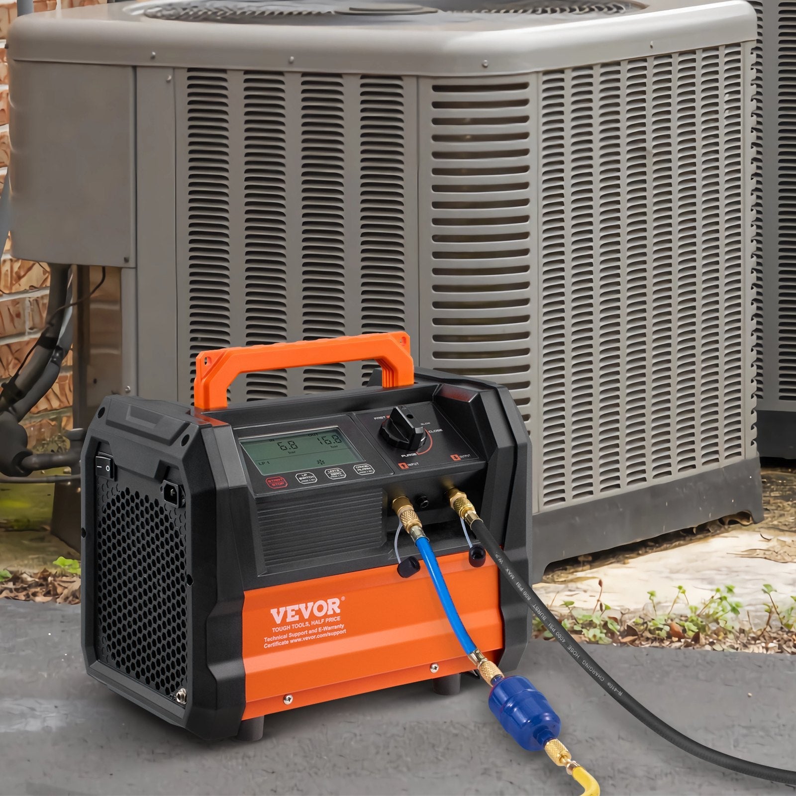 VEVOR Refrigerant Recovery Machine 1 HP Dual Cylinder Brushless Portable AC 