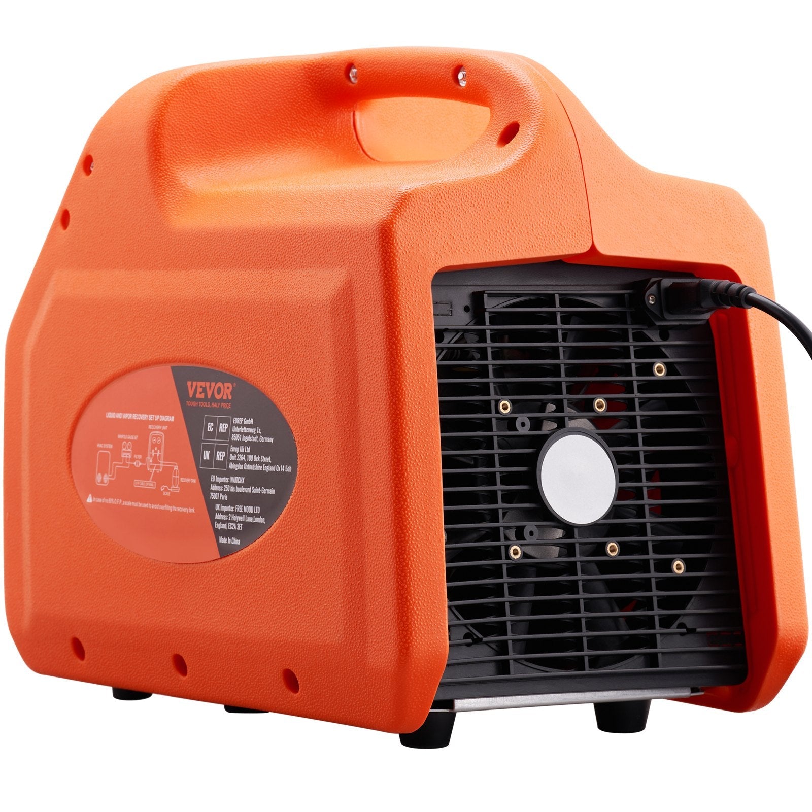 VEVOR Portable 3/4 HP Refrigerant Recovery Machine - AC Recovery Machine with High Pressure Protection 120V 60Hz Recovery Machine HVAC for Vapor Liquid Refrigerant, Car Air Conditioning 