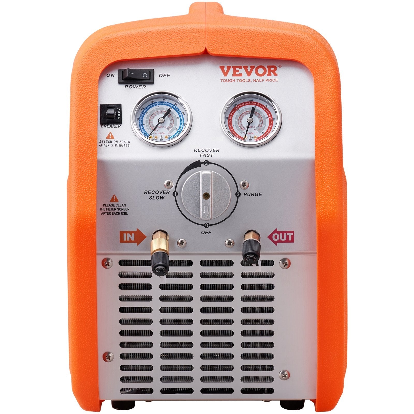 VEVOR Portable 3/4 HP Refrigerant Recovery Machine - AC Recovery Machine with High Pressure Protection 120V 60Hz Recovery Machine HVAC for Vapor Liquid Refrigerant, Car Air Conditioning 
