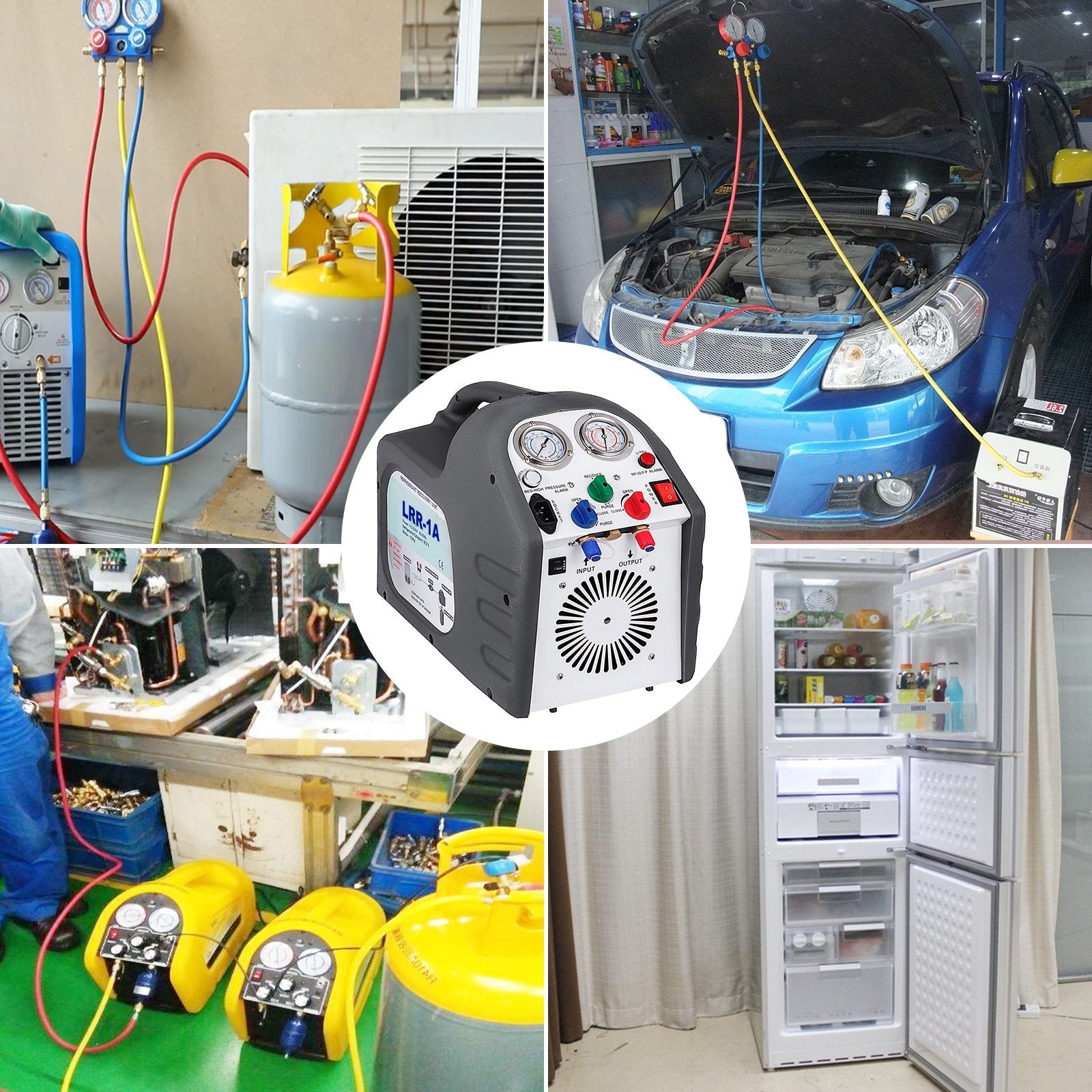 VEVOR Refrigerant Recovery Machine Portable 1/2HP 115V AC Refrigerant Recycling Machine Automotive HVAC 558psi Refrigerant Recovery Unit Air Conditioning Repair Tool (Grey) 