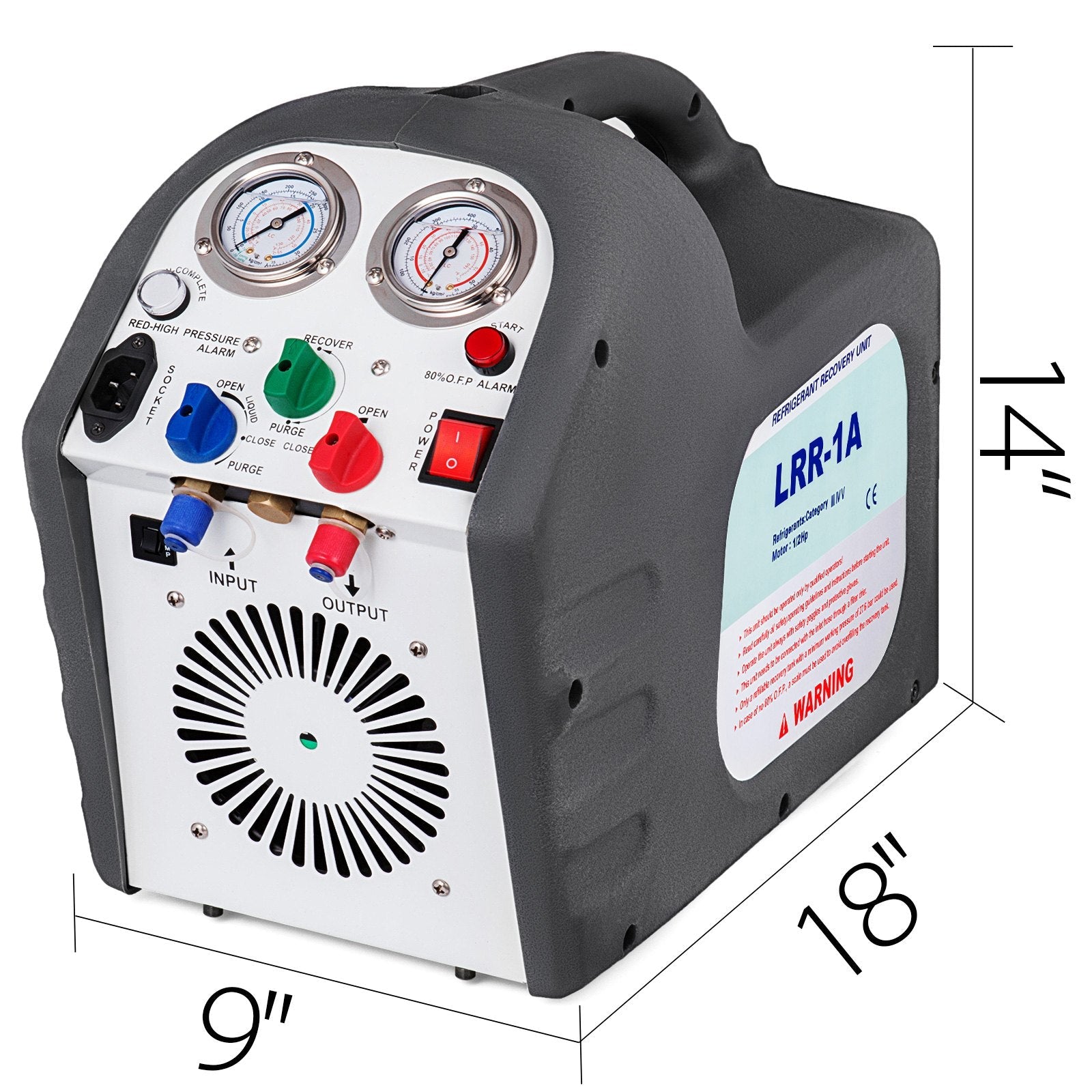 VEVOR Refrigerant Recovery Machine Portable 1/2HP 115V AC Refrigerant Recycling Machine Automotive HVAC 558psi Refrigerant Recovery Unit Air Conditioning Repair Tool (Grey) 