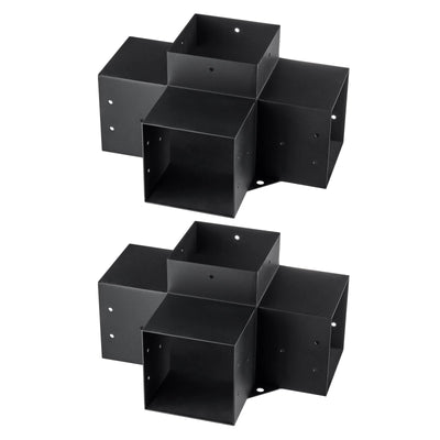 VEVOR Pergola Bracket Kit 6''x6'', 2pcs 4-Way Heavy Duty Corner Bracket Woodworks DIY Post Base Kit, Easy Installation Wooden Beams for Gazebos, Patio Pergolas, Log Cabin Outdoor Pergola Hardware 