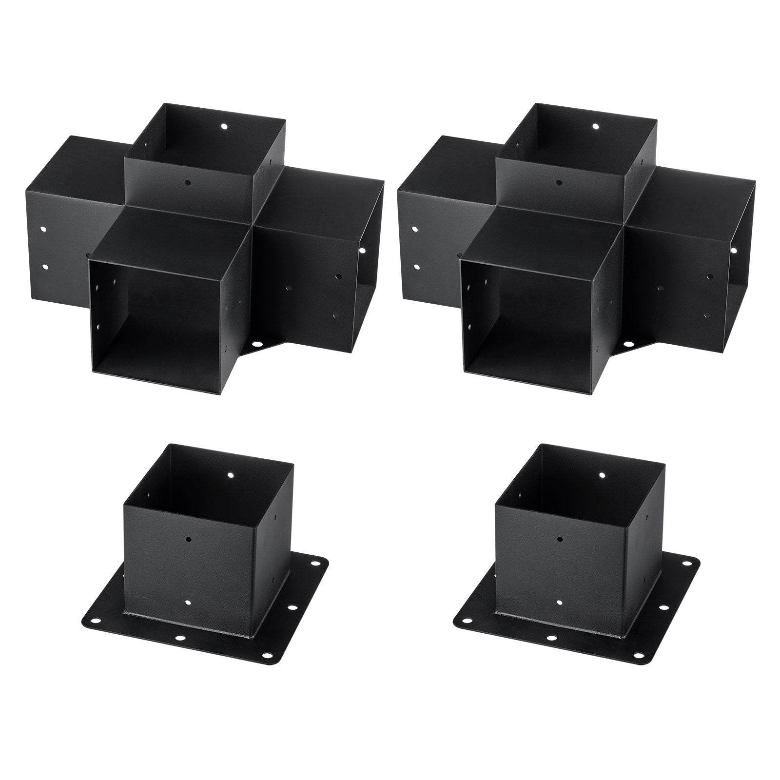 VEVOR Pergola Bracket Kit 6''x6'', 4pcs 4-Way Heavy Duty Corner Bracket Woodworks DIY Post Base Kit, Easy Installation Wooden Beams for Gazebos, Patio Pergolas, Log Cabin Outdoor Pergola Hardware 