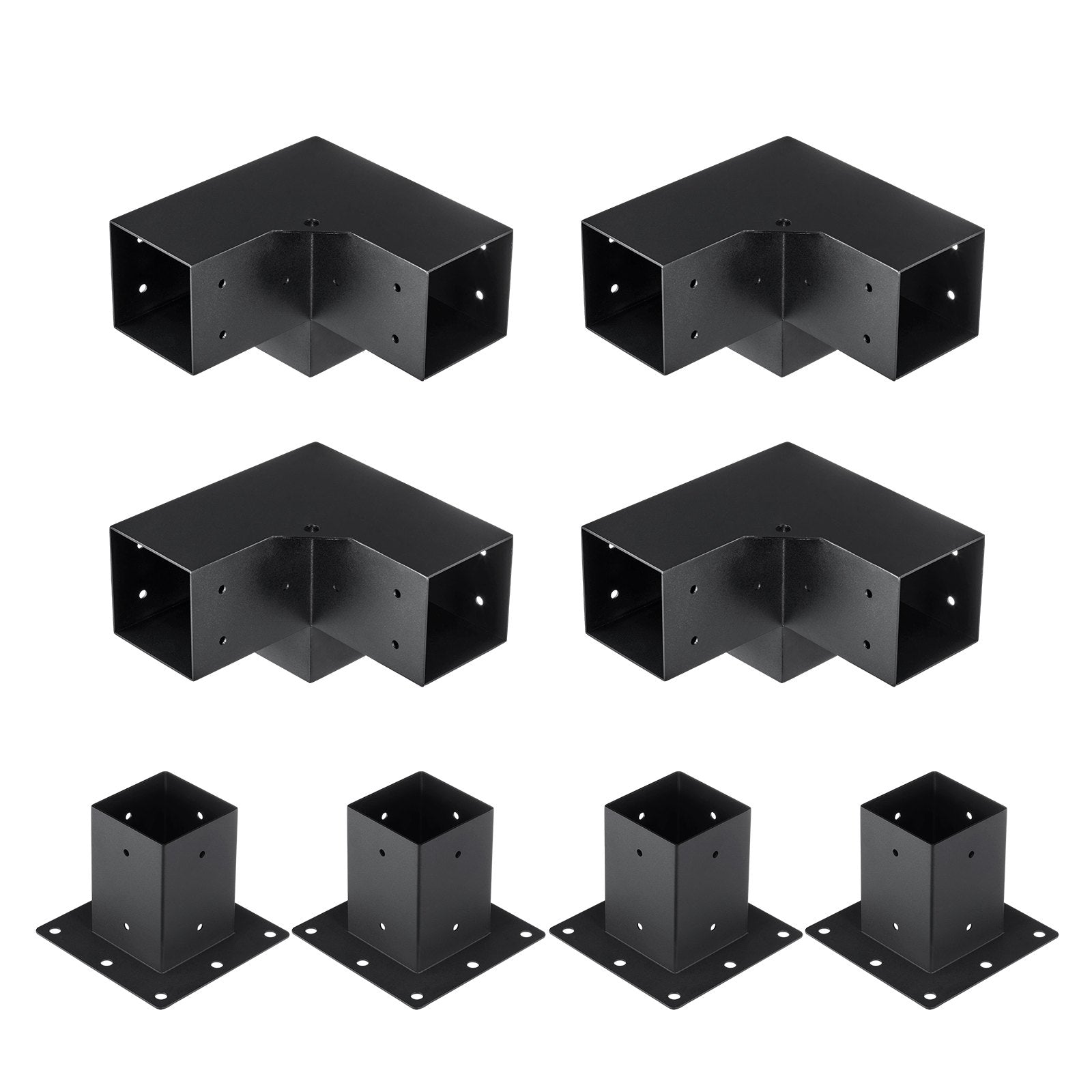 VEVOR Pergola Bracket Kit 4''x4'', 8pcs 3-Way Heavy Duty Corner Bracket Woodworks DIY Post Base Kit, Easy Installation Wooden Beams for Gazebos, Patio Pergolas, Log Cabin Outdoor Pergola Hardware 