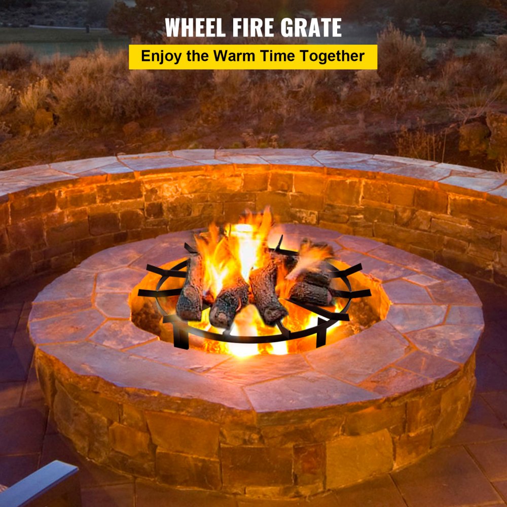 Wheel Fire Grate Fire Pit Log Grate 24-inch Fire Pit Grate Round Fire Pit Wheels 