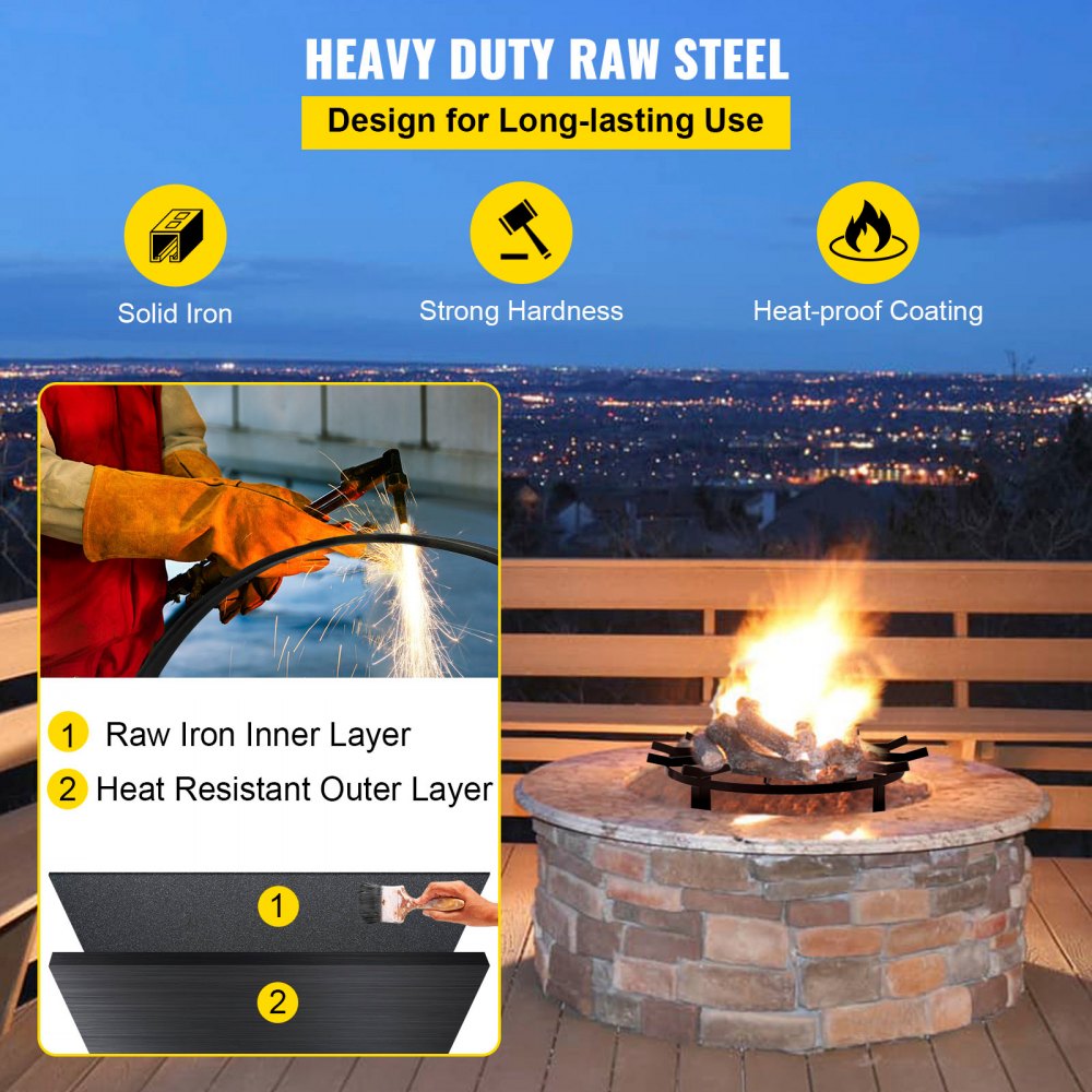 Wheel Fire Grate Fire Pit Log Grate 24-inch Fire Pit Grate Round Fire Pit Wheels 