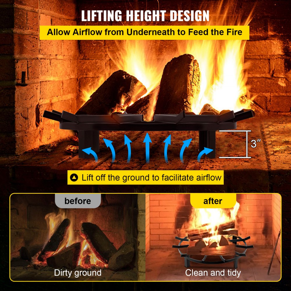 Wheel Fire Grate Fire Pit Log Grate 24-inch Fire Pit Grate Round Fire Pit Wheels 