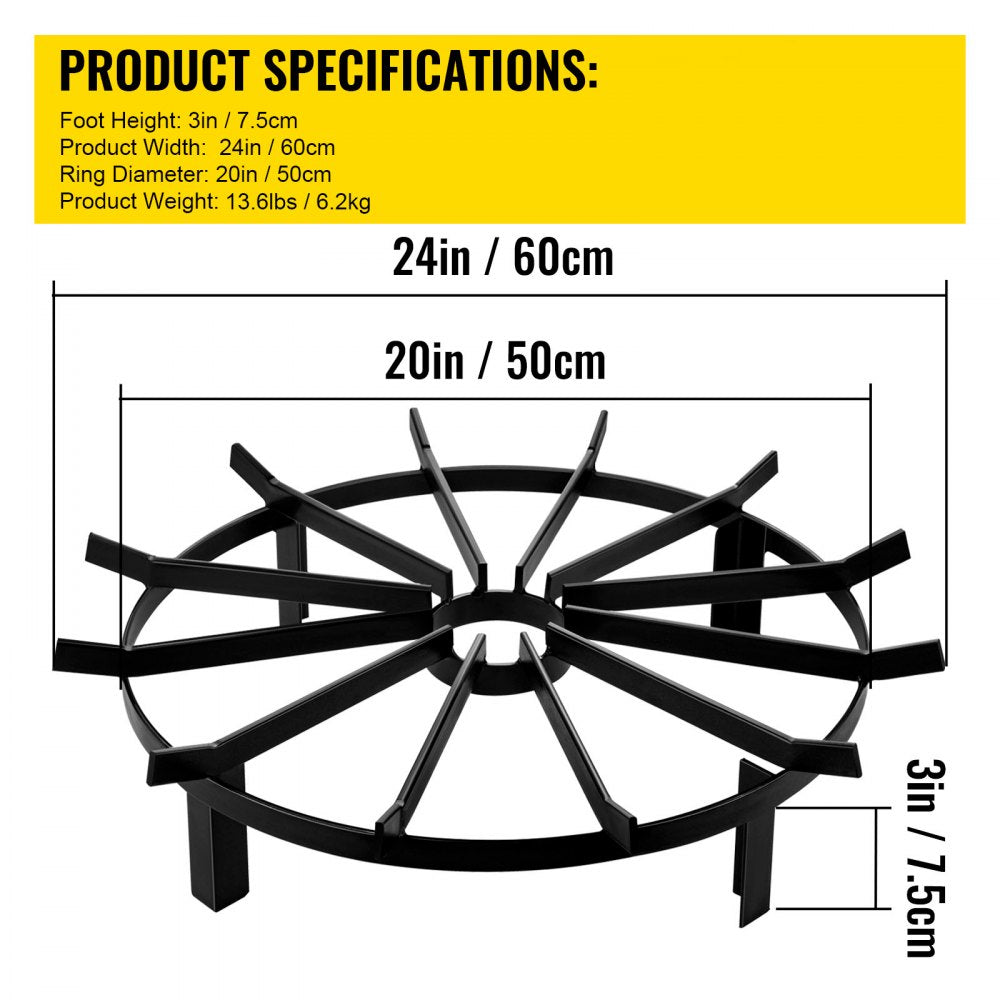 Wheel Fire Grate Fire Pit Log Grate 24-inch Fire Pit Grate Round Fire Pit Wheels 