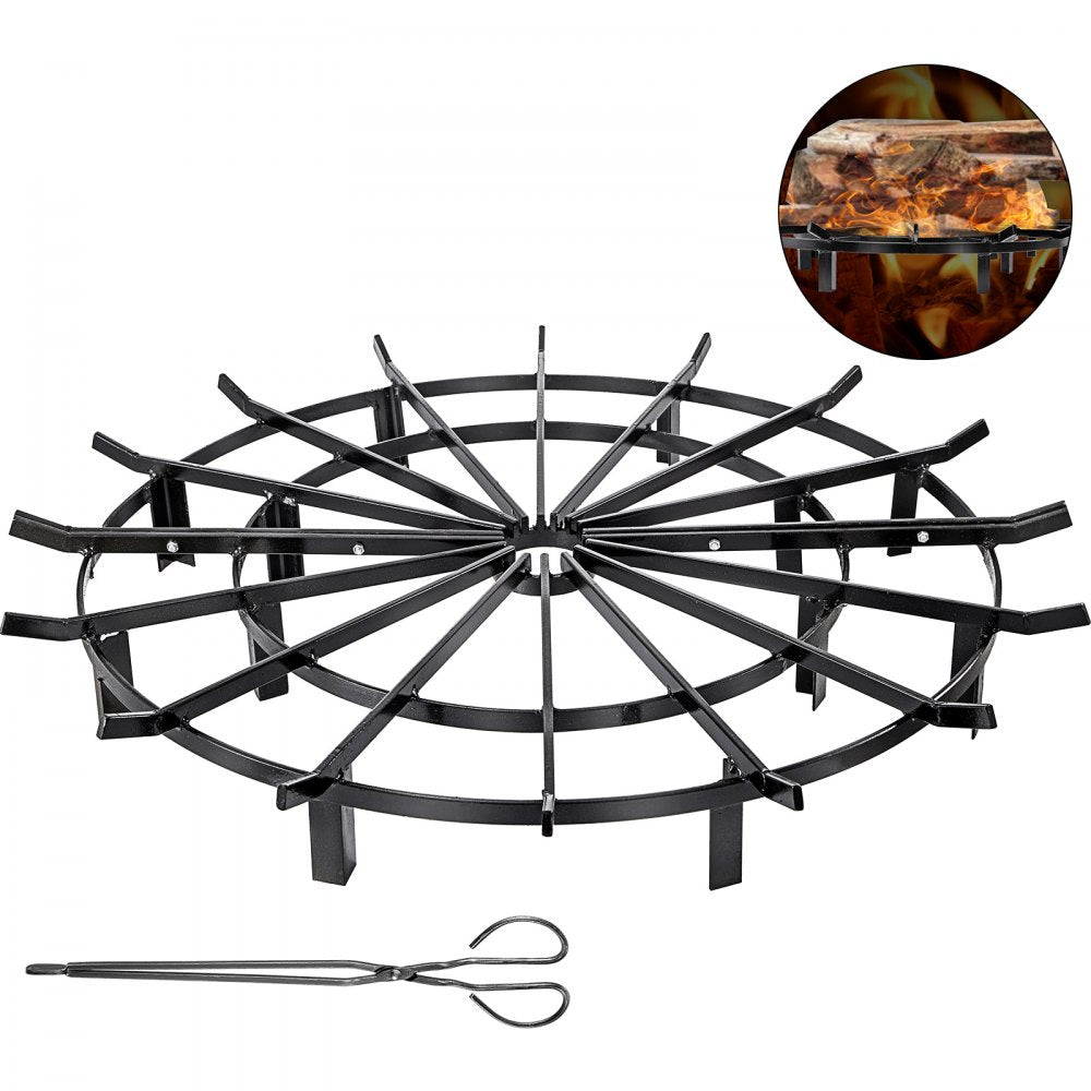 VEVOR 40in Fire Grate Log Grate ,Wagon Wheel Firewood Grates 16 Iron Bars, Fireplace Grates Burning Rack Holder 12 Legs for Indoor Chimney, Hearth Wood Stove and Outdoor Camping Fire Pit 
