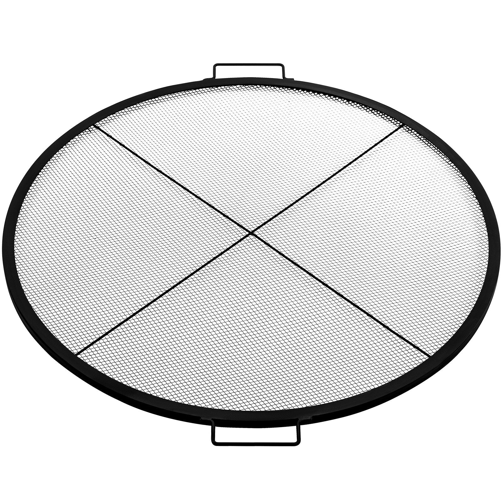 VEVOR Round Fire Pit Grate, 25\" Diameter Fire Pit Grill Grate, X-Marks Round Grill Grate, Black Steel Fire Grate, Fire Pit Cooking Grate with Handles, Fire Grill Grate for Outdoor Fire Pit, Campfire 