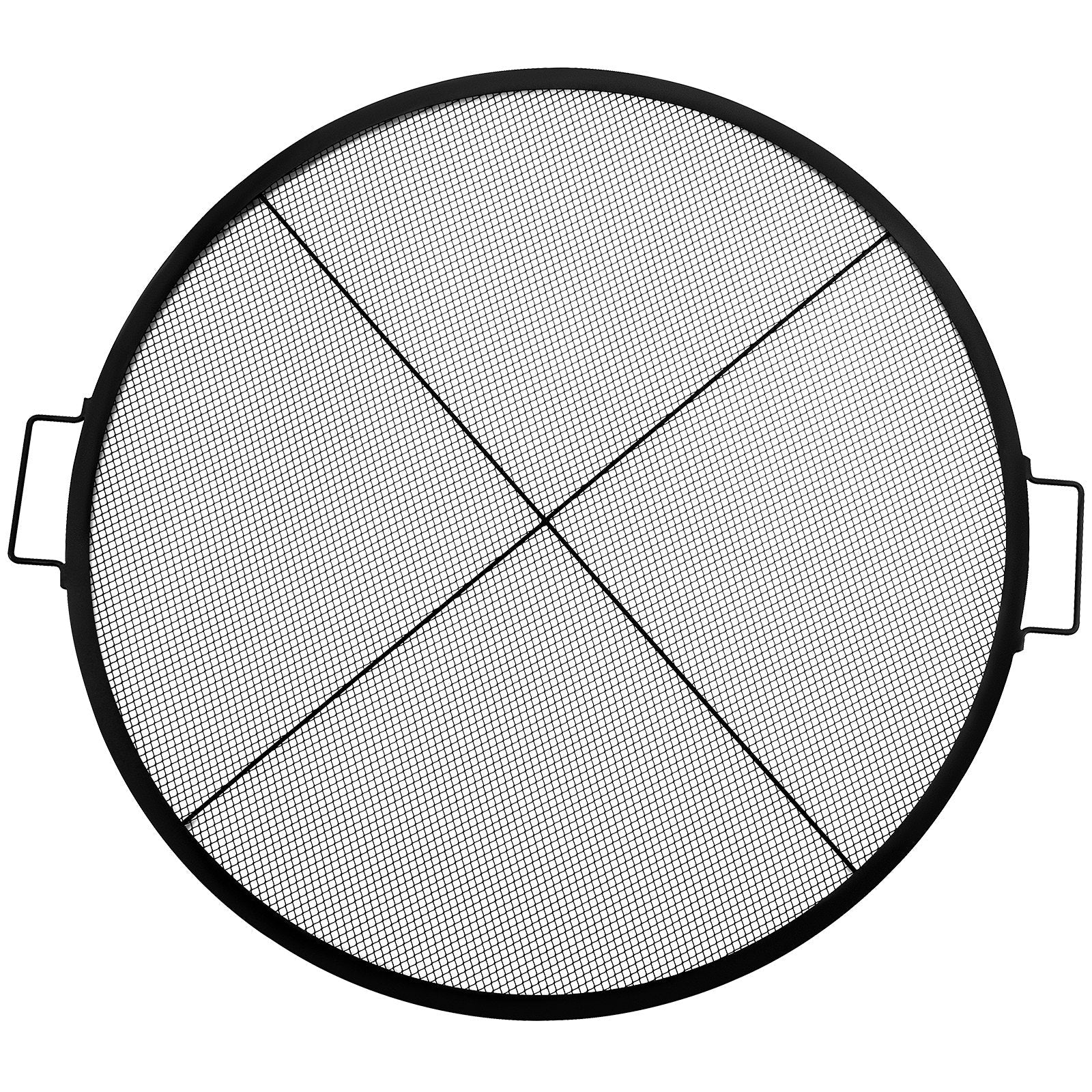 VEVOR Round Fire Pit Grate, 25\" Diameter Fire Pit Grill Grate, X-Marks Round Grill Grate, Black Steel Fire Grate, Fire Pit Cooking Grate with Handles, Fire Grill Grate for Outdoor Fire Pit, Campfire 