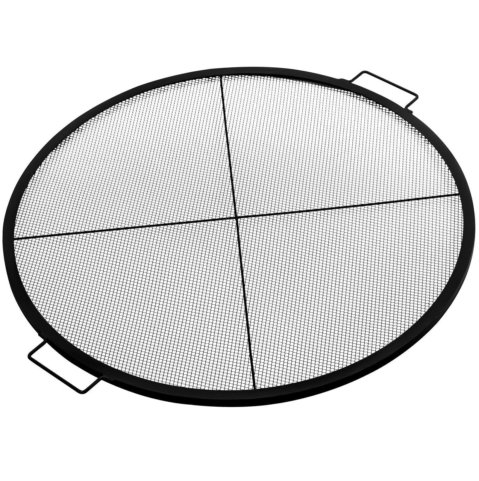 VEVOR Round Fire Pit Grate, 25\" Diameter Fire Pit Grill Grate, X-Marks Round Grill Grate, Black Steel Fire Grate, Fire Pit Cooking Grate with Handles, Fire Grill Grate for Outdoor Fire Pit, Campfire 