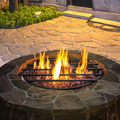 VEVOR Fire Pit Grate, Heavy Duty Iron Round Firewood Grate, Round Wood Fire Pit Grate 24\", Firepit Grate with Black Paint, Fire Grate with 4 Removable Legs for Burning Fireplace and Firepits 