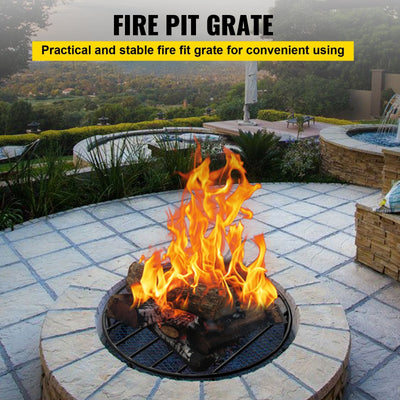 VEVOR Fire Pit Grate, Heavy Duty Iron Round Firewood Grate, Round Wood Fire Pit Grate 19", Firepit Grate with Black Paint, Fire Grate with 4 Removable Round Legs for Burning Fireplace and Firepits 