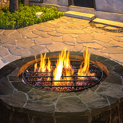 VEVOR Fire Pit Grate, Heavy Duty Iron Round Firewood Grate, Round Wood Fire Pit Grate 24", Firepit Grate with Black Paint, Fire Grate with 7 Removable Round Legs for Burning Fireplace and Firepits 