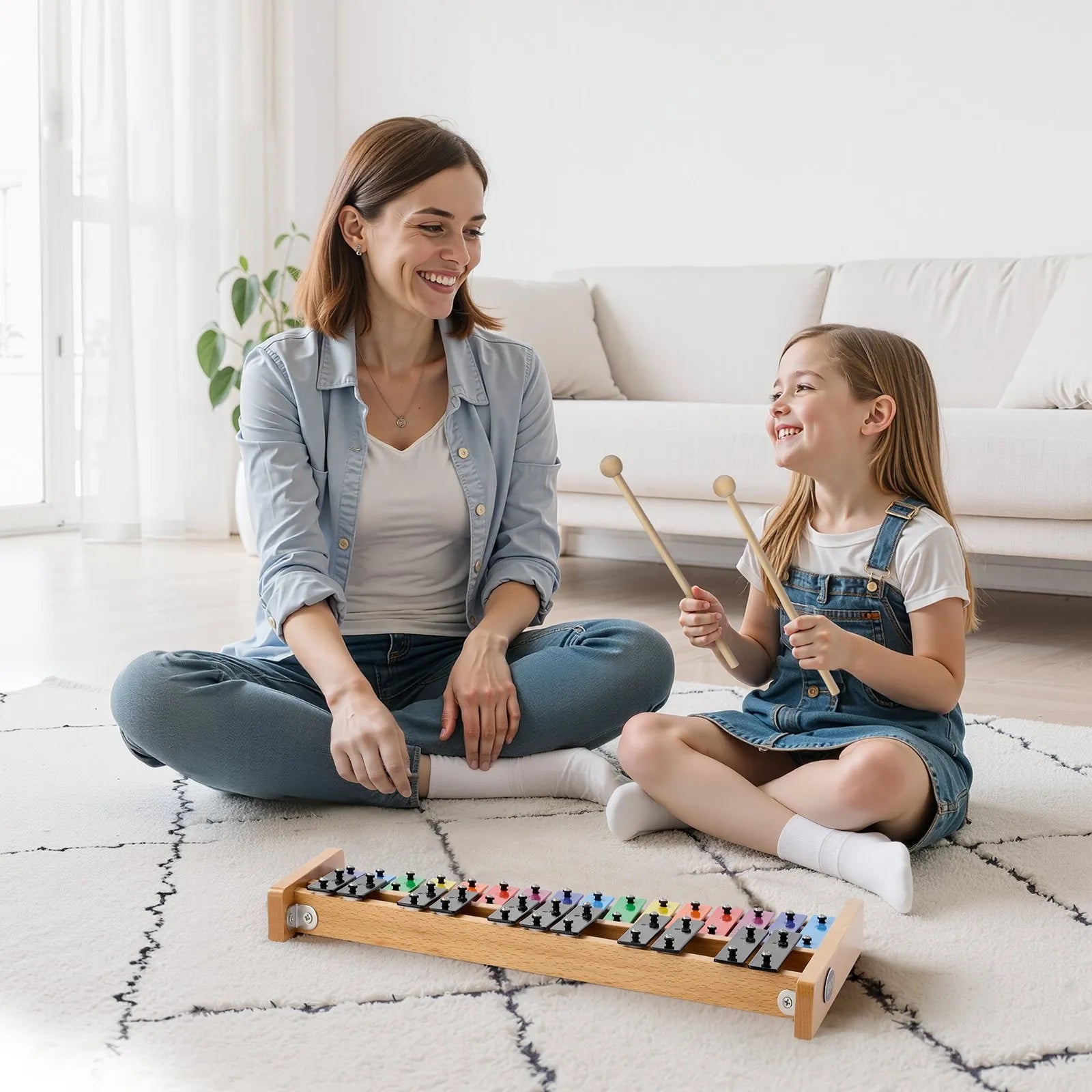 VEVOR Glockenspiel Xylophone, 27 Notes, Professional Xylophone Percussion Instrument, with Colorful Metal Keys, Includes 4 Mallets, Carrying Bag, Beginner Musical Instrument Kit for Adults and Kids 